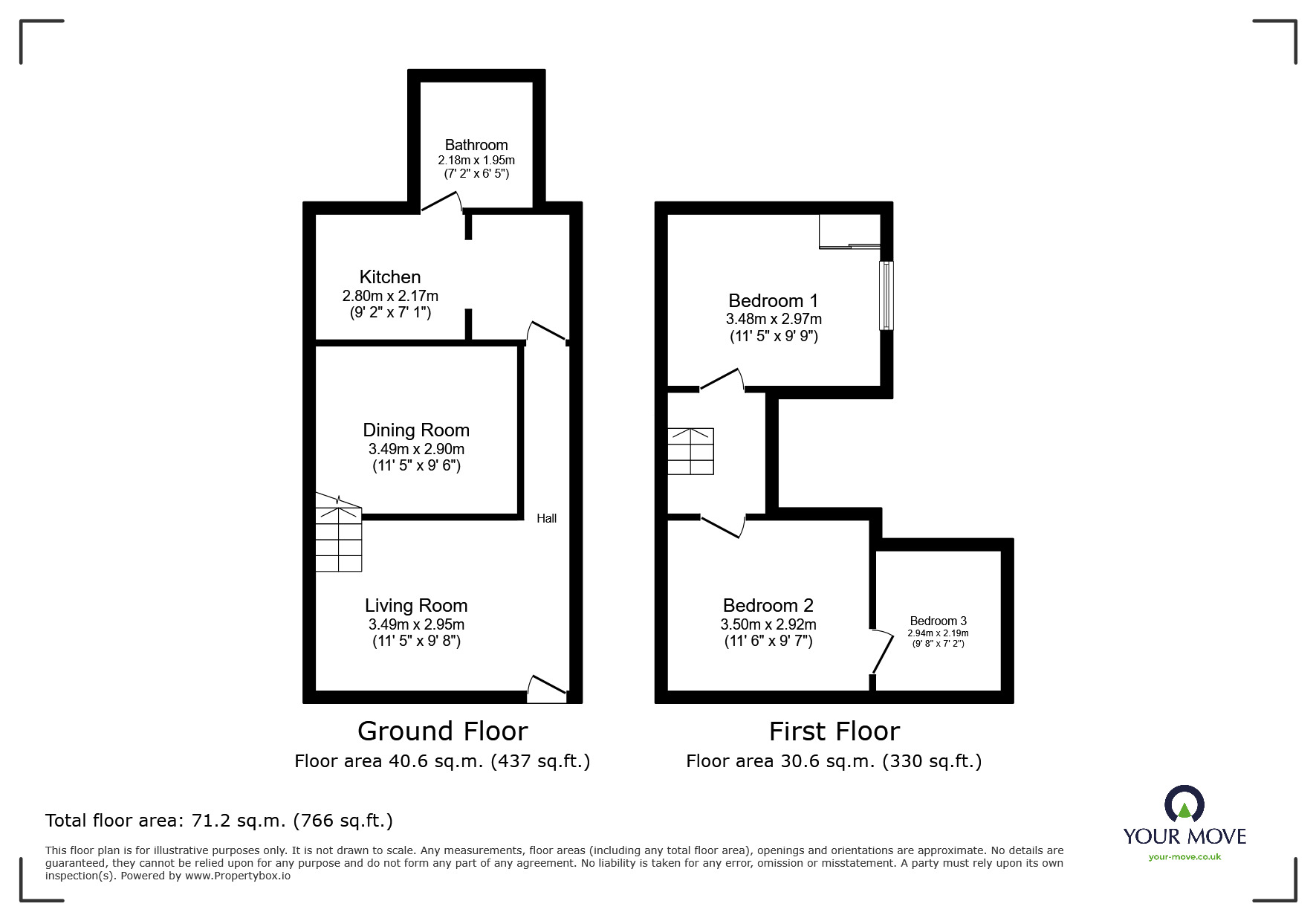 Floorplan of 3 bedroom Mid Terrace House to rent, Albert Road, Chatham, Kent, ME4