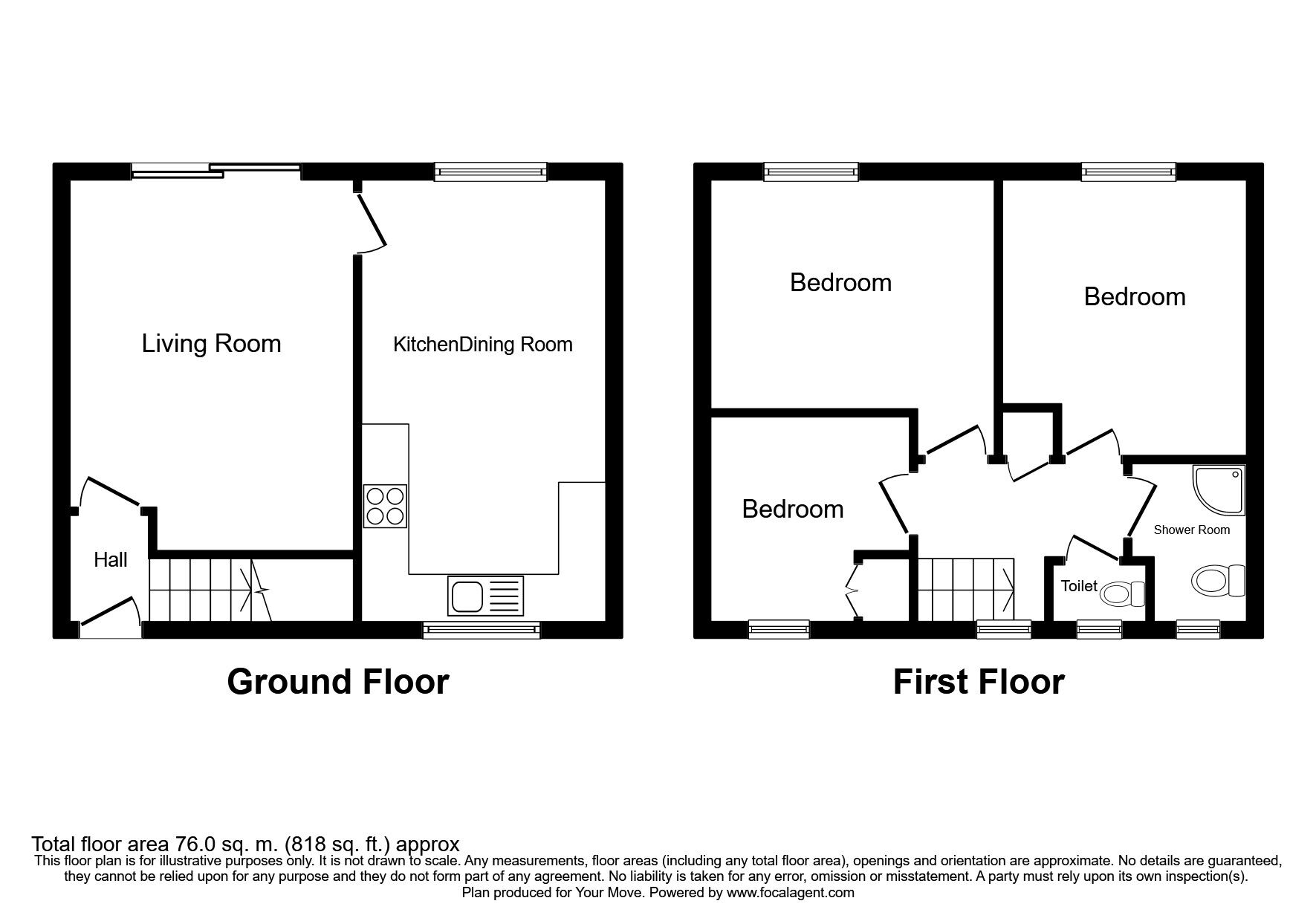 Floorplan of 3 bedroom Mid Terrace House for sale, Churchill Avenue, Chatham, Kent, ME5