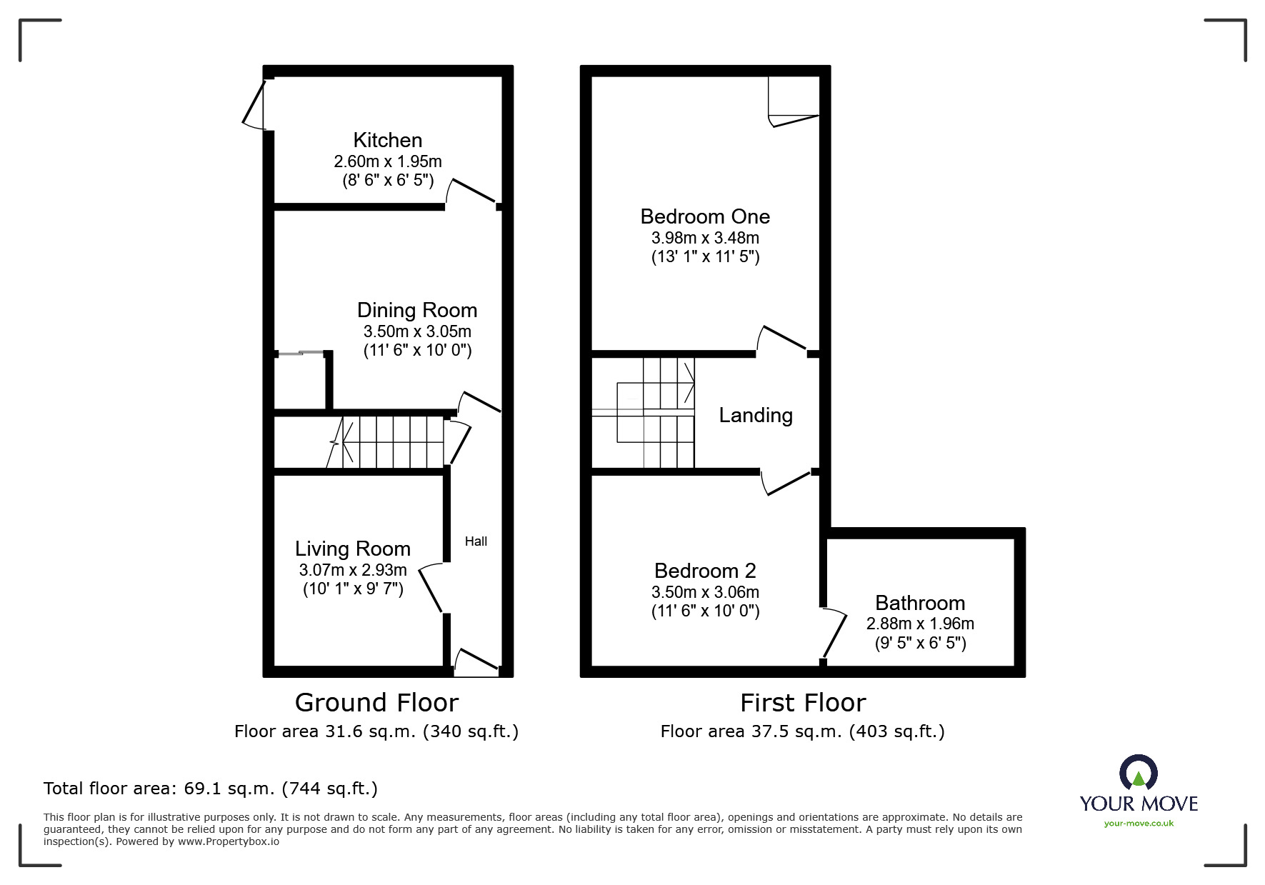 Floorplan of 2 bedroom Mid Terrace House to rent, Melbourne Road, Chatham, Kent, ME4
