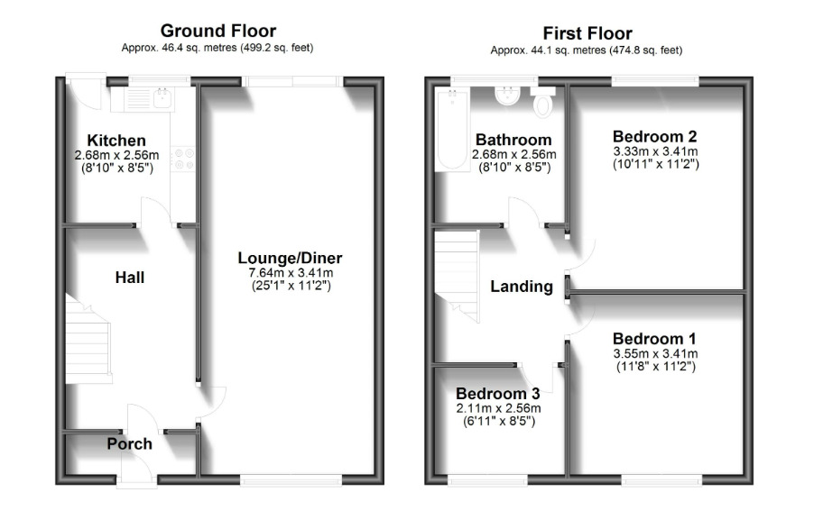 Floorplan of 3 bedroom Semi Detached House to rent, Bankside, Chatham, Kent, ME5