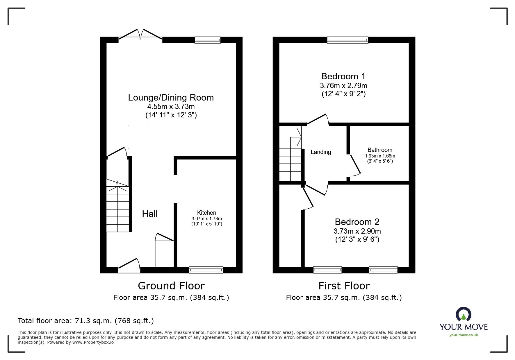 Floorplan of 2 bedroom Mid Terrace House for sale, Pochard Close, St. Marys Island, Kent, ME4