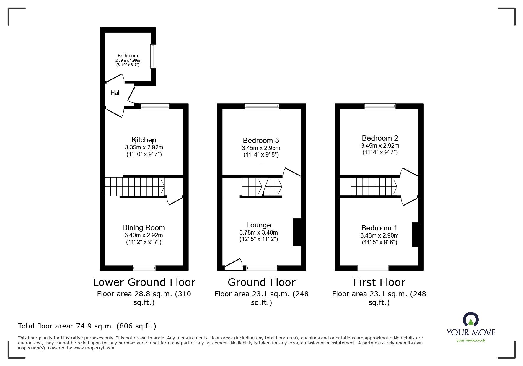 Floorplan of 3 bedroom End Terrace House for sale, Upper Luton Road, Chatham, Kent, ME5