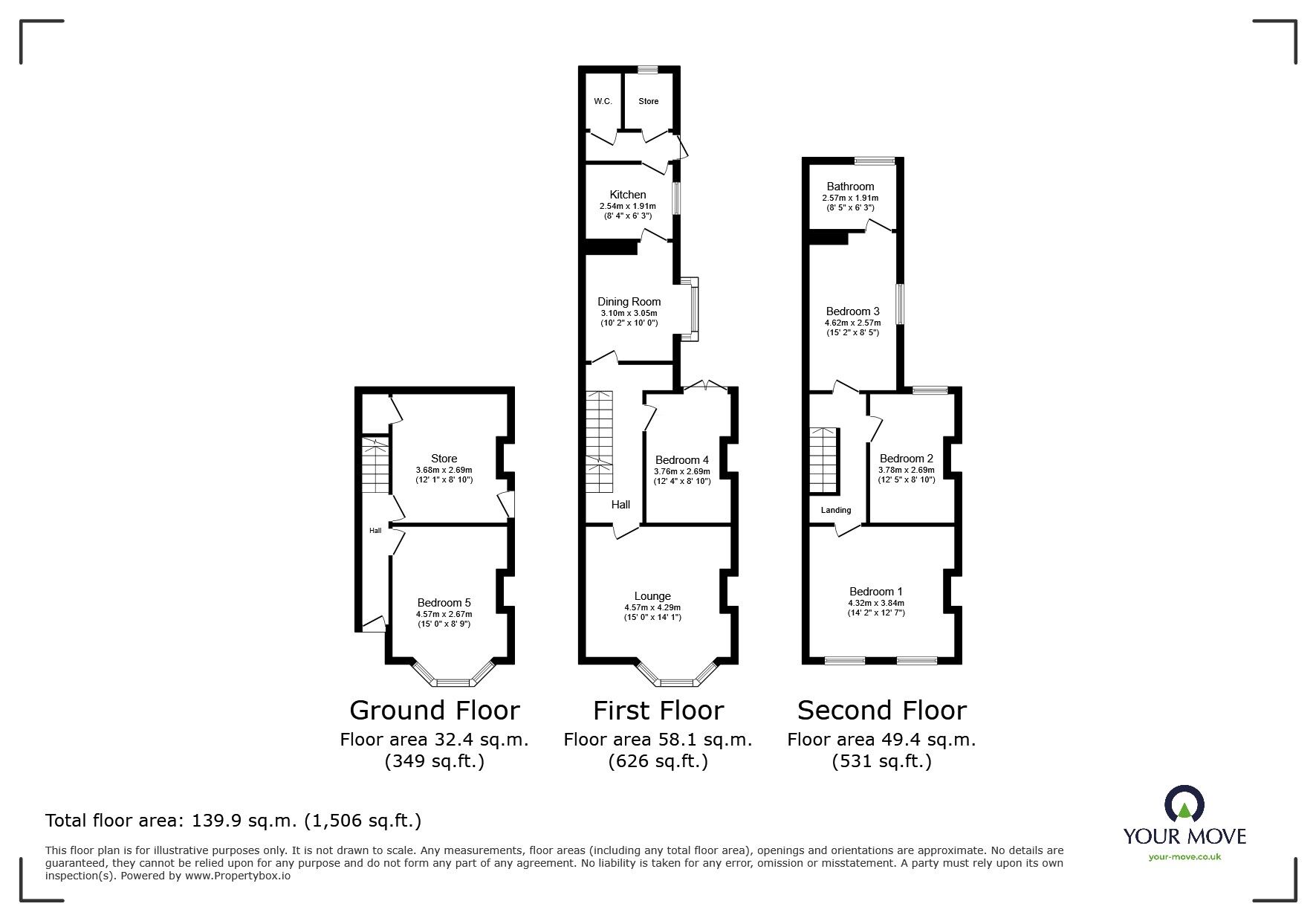 Floorplan of 5 bedroom Mid Terrace House for sale, Luton Road, Chatham, Kent, ME4