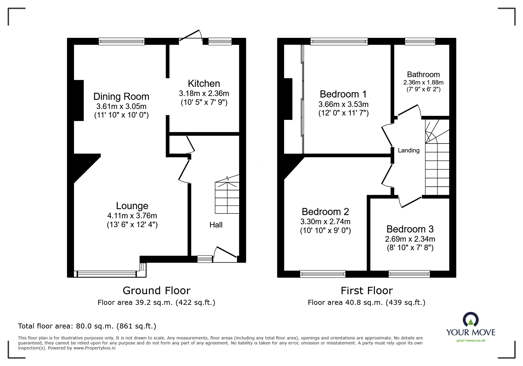 Floorplan of 3 bedroom Mid Terrace House for sale, Horsted Avenue, Chatham, Kent, ME4