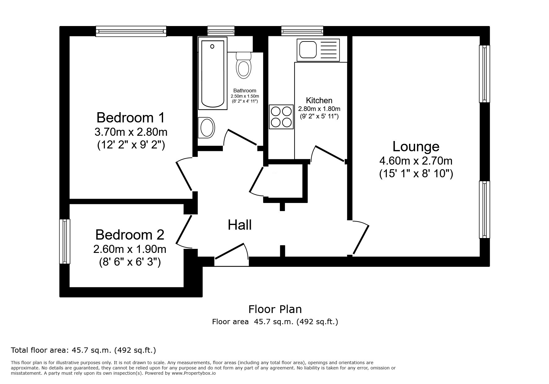 Floorplan of 2 bedroom Flat to rent, Berkeley Mount, Old Road, Kent, ME4