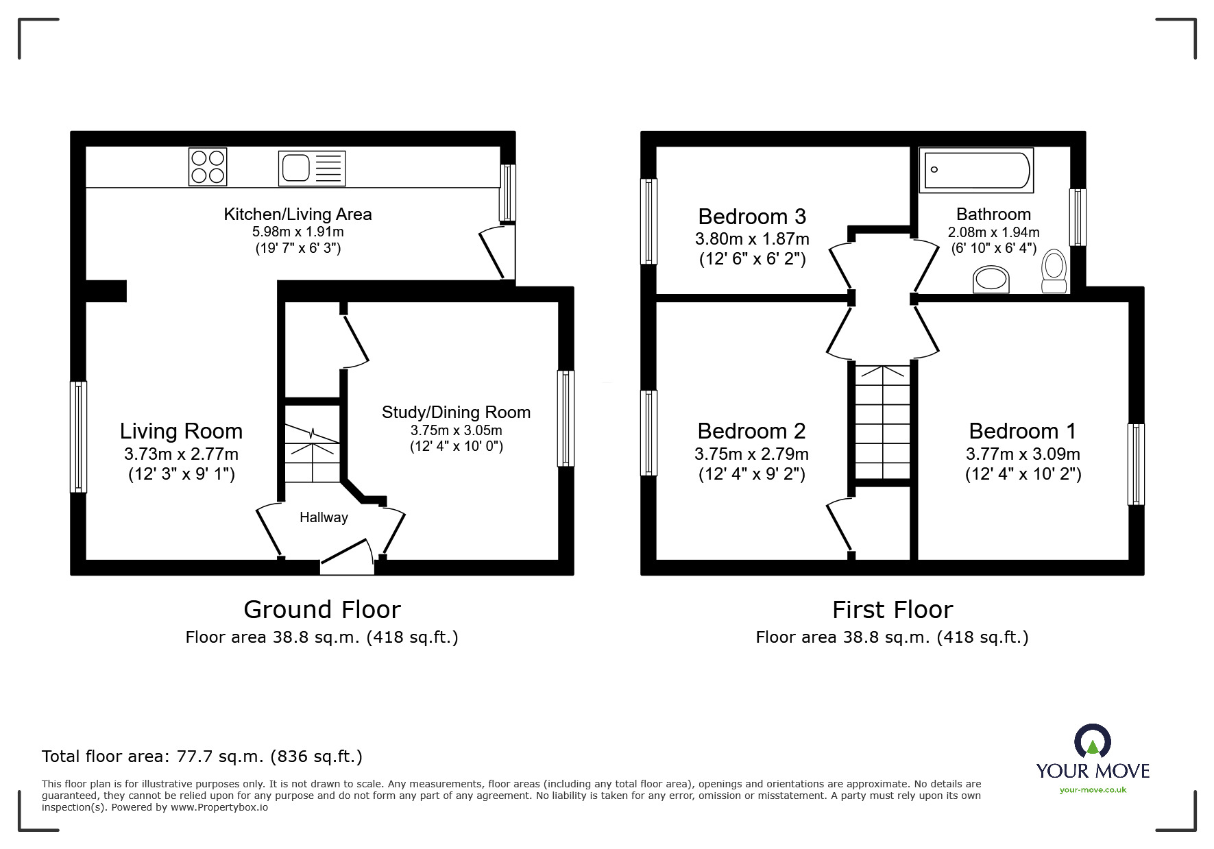 Floorplan of 3 bedroom Detached House to rent, Luton Road, Chatham, Kent, ME4