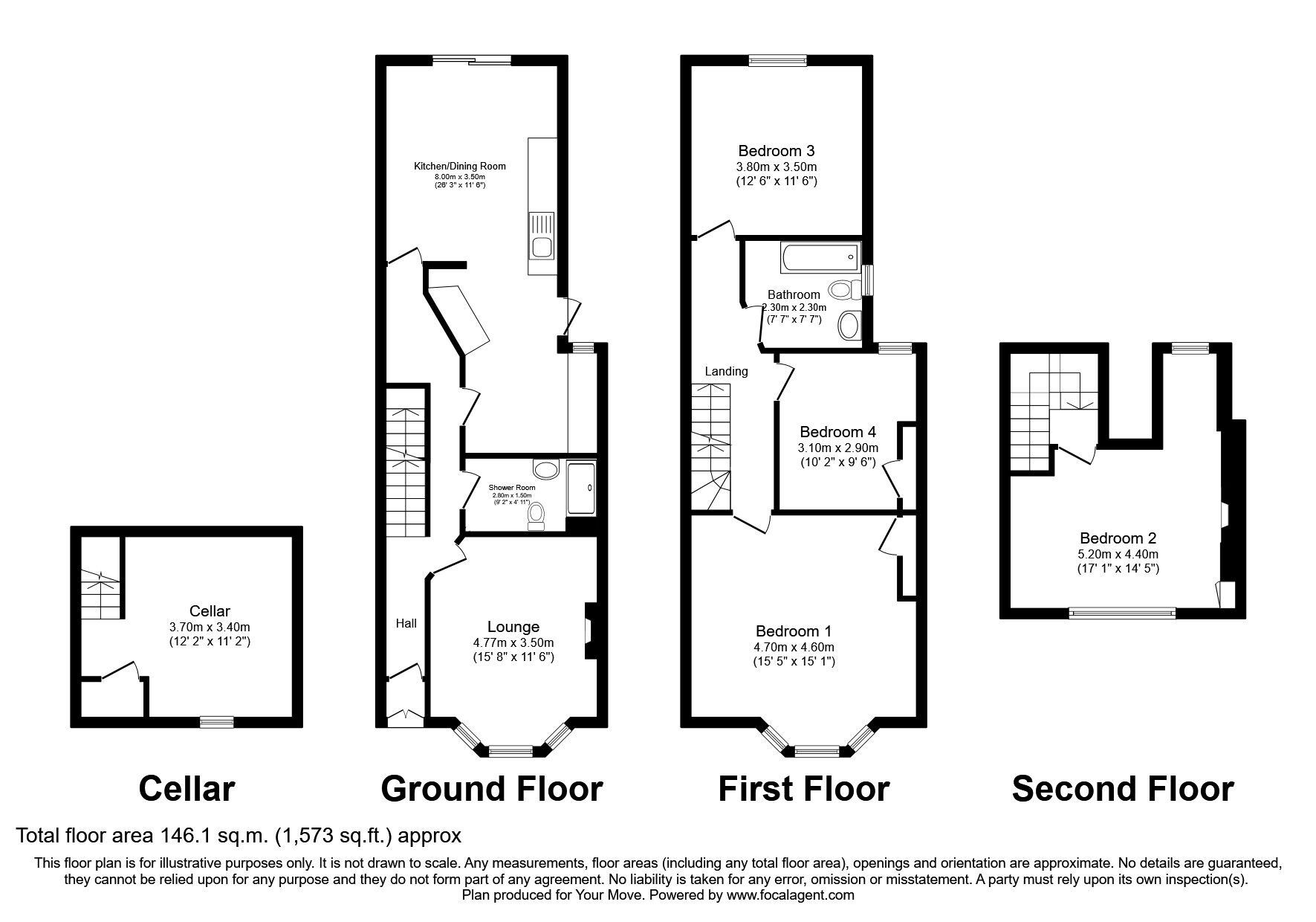 Floorplan of 4 bedroom Semi Detached House to rent, Wyles Road, Chatham, Kent, ME4