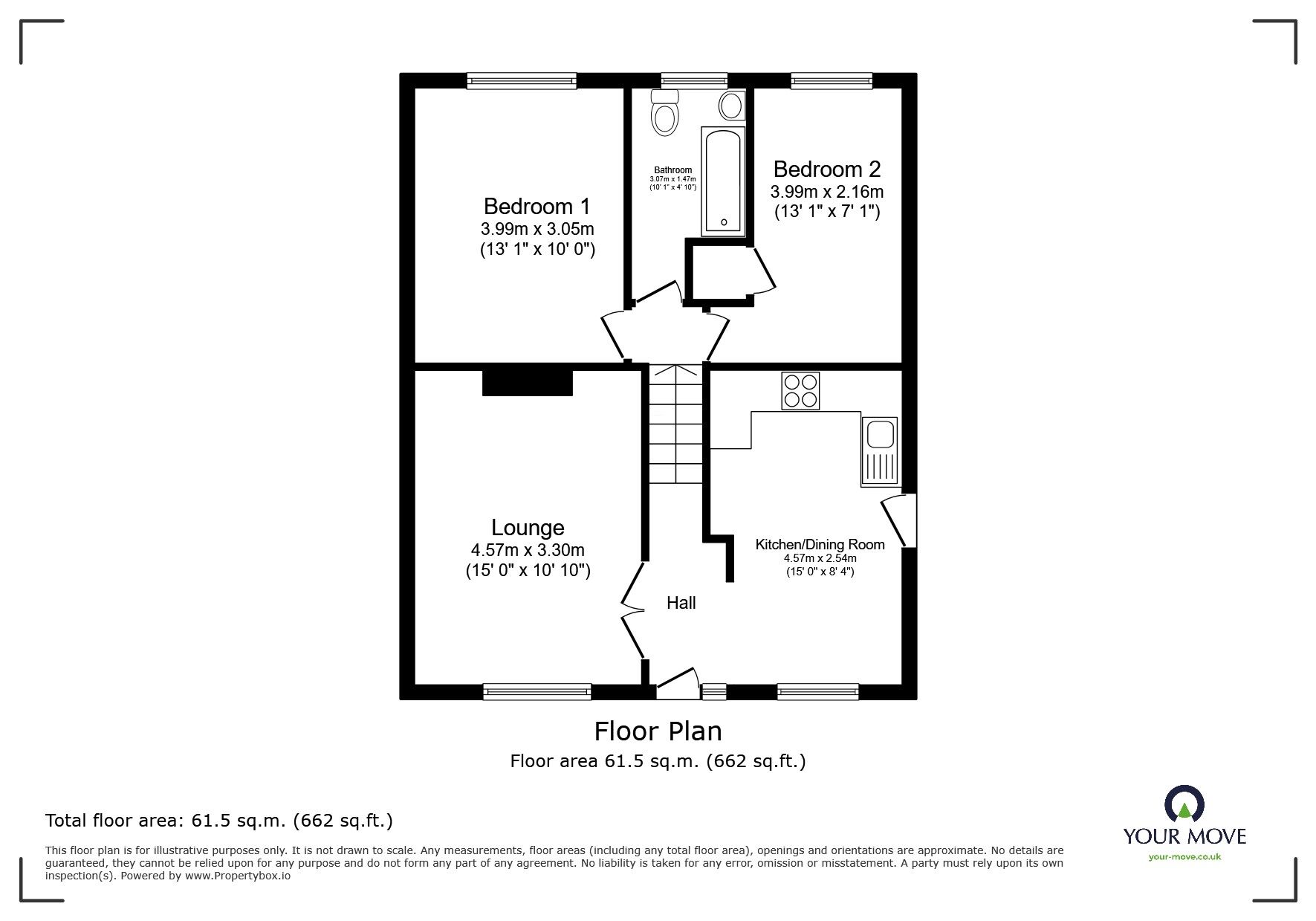 Floorplan of 2 bedroom Semi Detached House for sale, Woodhurst, Chatham, Kent, ME5
