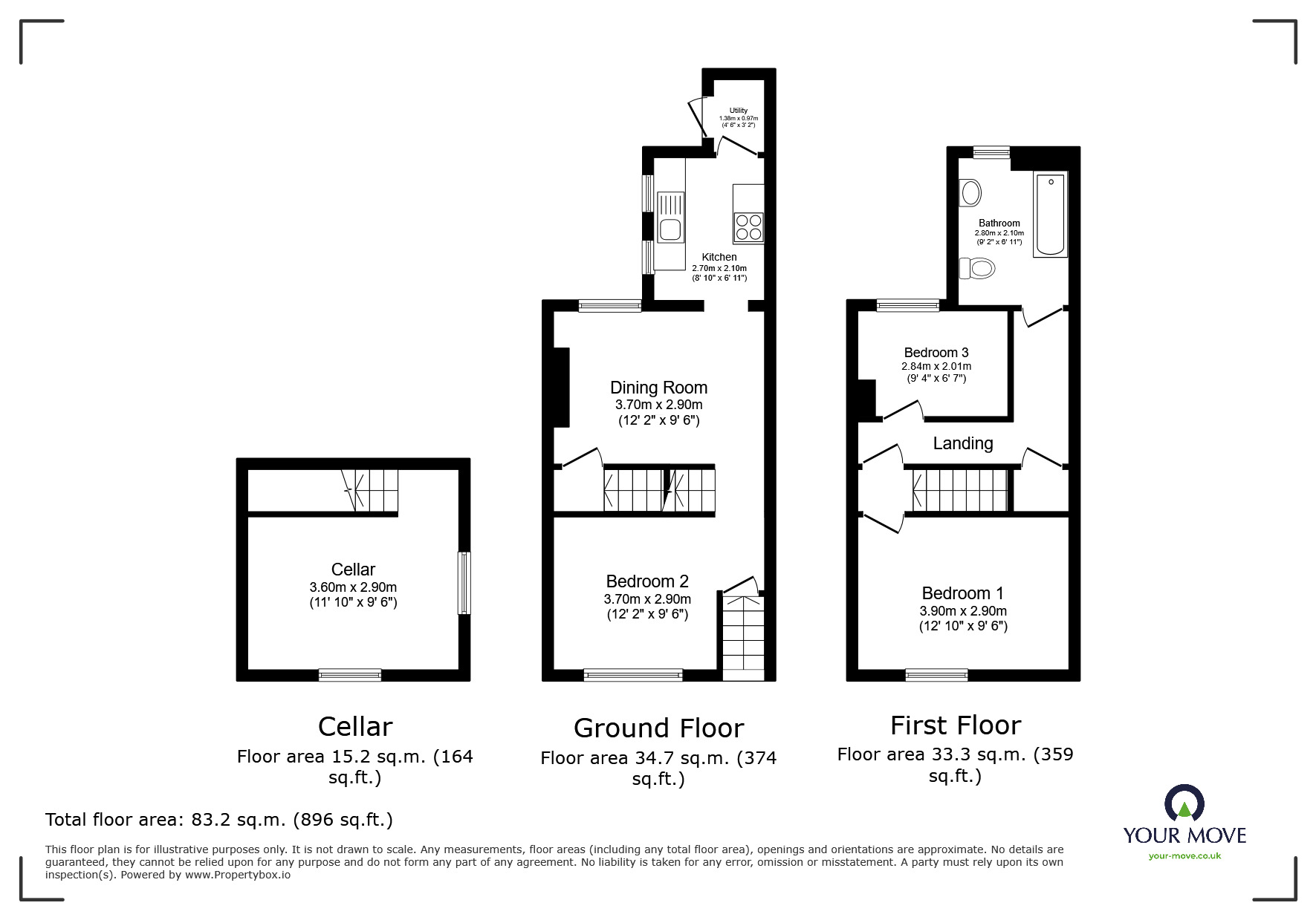 Floorplan of 3 bedroom Mid Terrace House for sale, Thorold Road, Chatham, Kent, ME5
