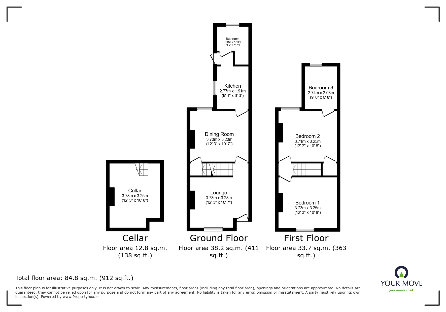 Floorplan of 3 bedroom Mid Terrace House for sale, Thorold Road, Chatham, Kent, ME5