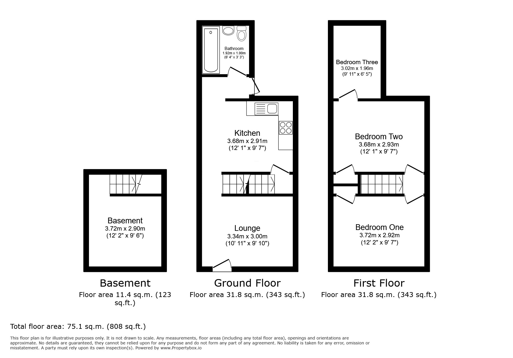 Floorplan of 3 bedroom Mid Terrace House to rent, Charter Street, Chatham, Kent, ME4