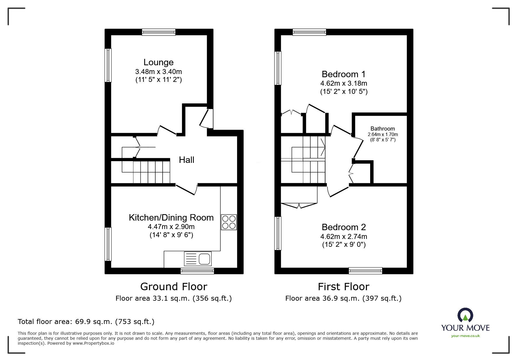 Floorplan of 2 bedroom Flat for sale, Princess Mary Avenue, Chatham, Kent, ME4