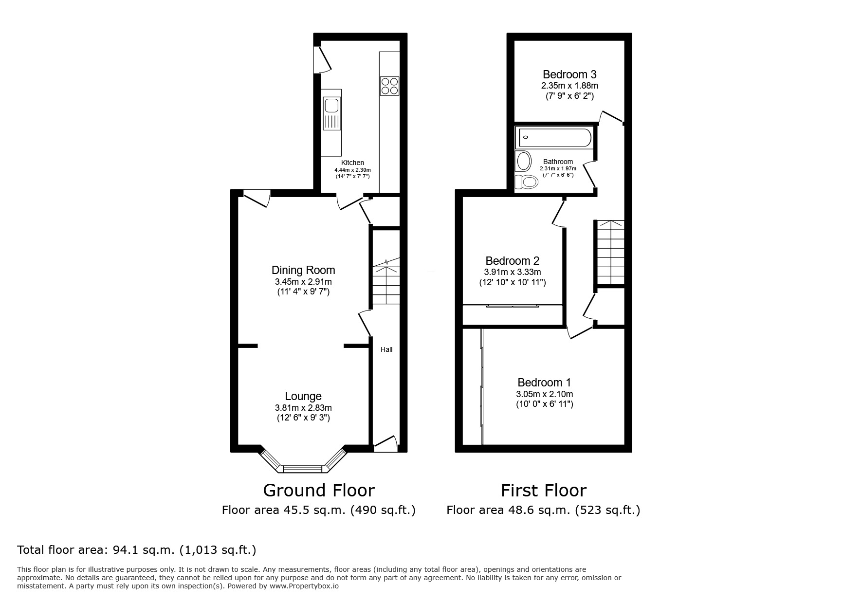 Floorplan of 3 bedroom Mid Terrace House to rent, Beaconsfield Road, Chatham, Kent, ME4