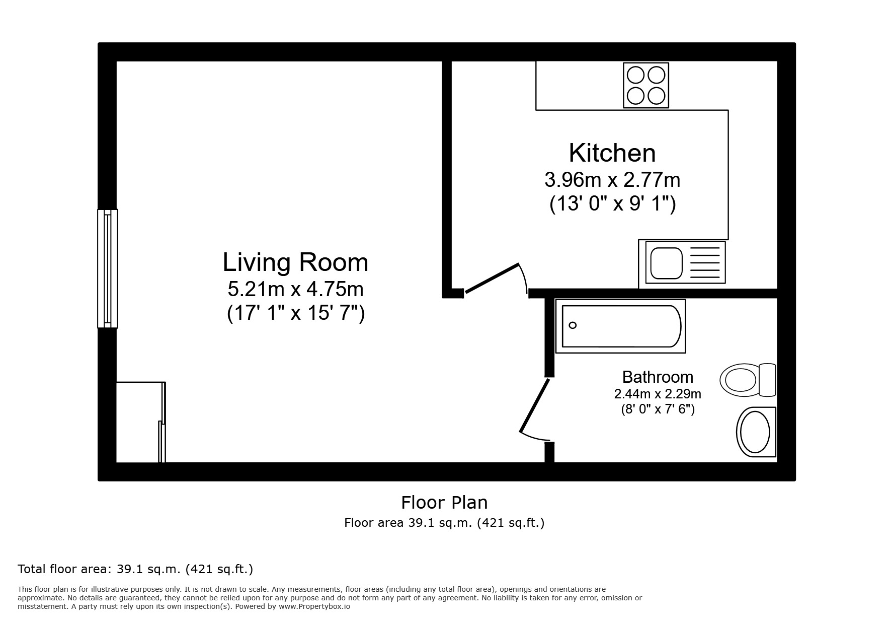 Floorplan of 1 bedroom Flat to rent, Maidstone Road, Chatham, Kent, ME4