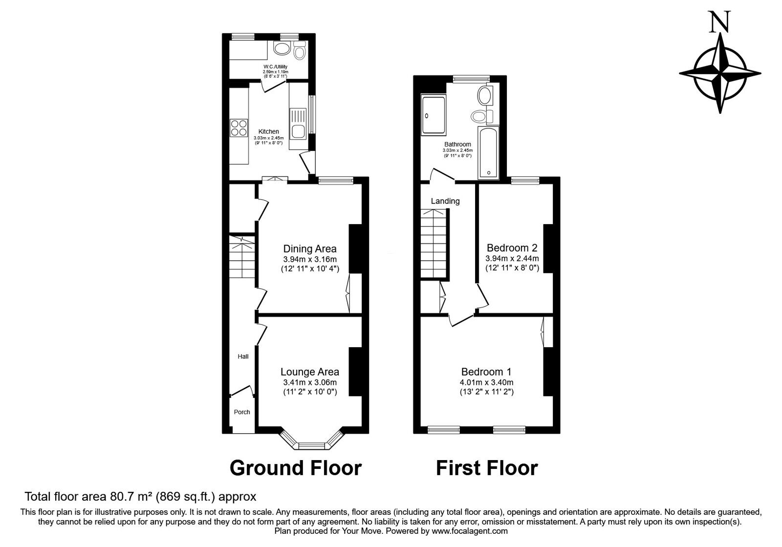 Floorplan of 2 bedroom Mid Terrace House for sale, Frederick Road, Kent, ME7