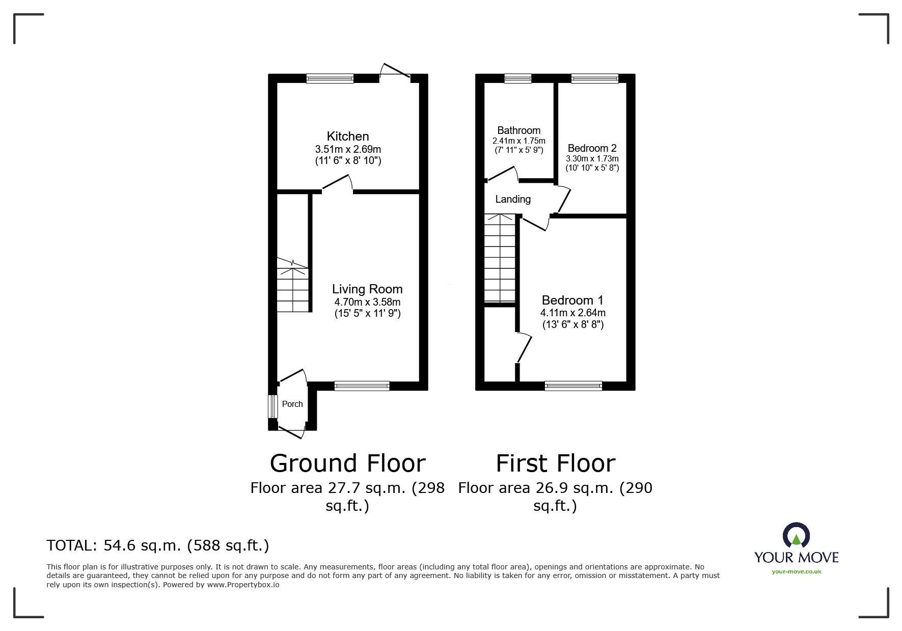 Floorplan of 2 bedroom End Terrace House for sale, Westbrooke Close, Chatham, Kent, ME4