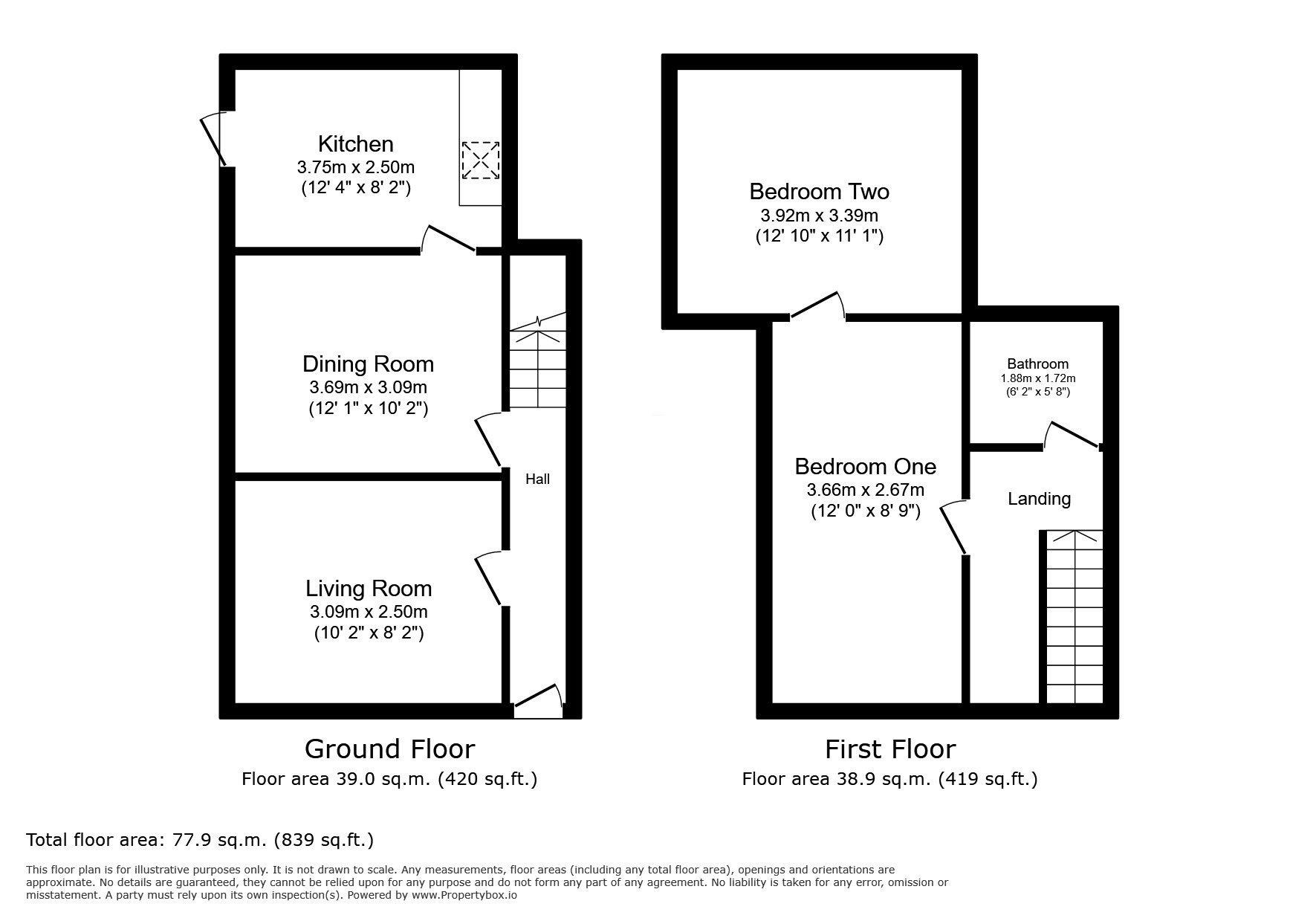 Floorplan of 2 bedroom Mid Terrace House to rent, Hillside Road, Chatham, Kent, ME4