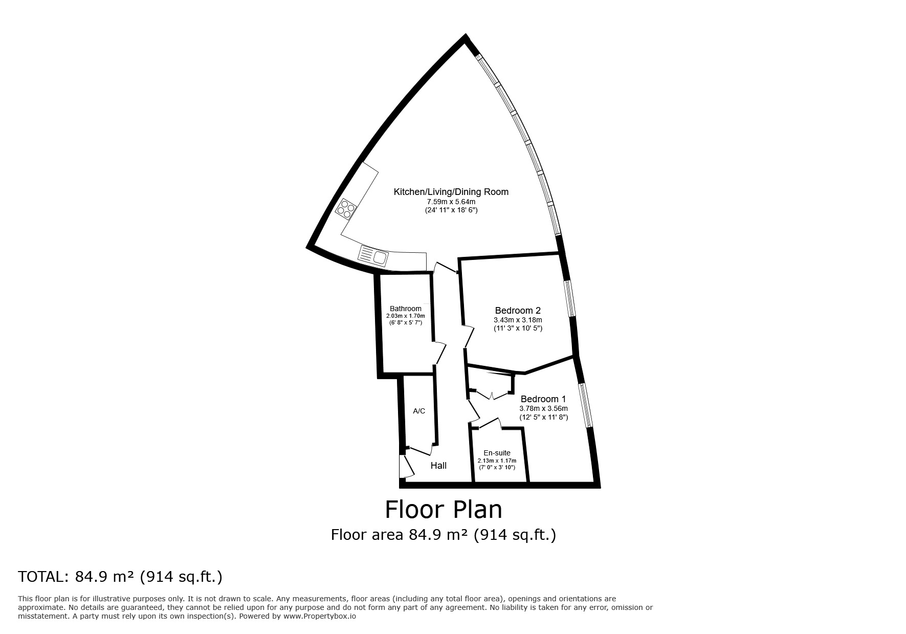 Floorplan of 2 bedroom Flat for sale, Chatham Quays, Dock Head Road, Kent, ME4