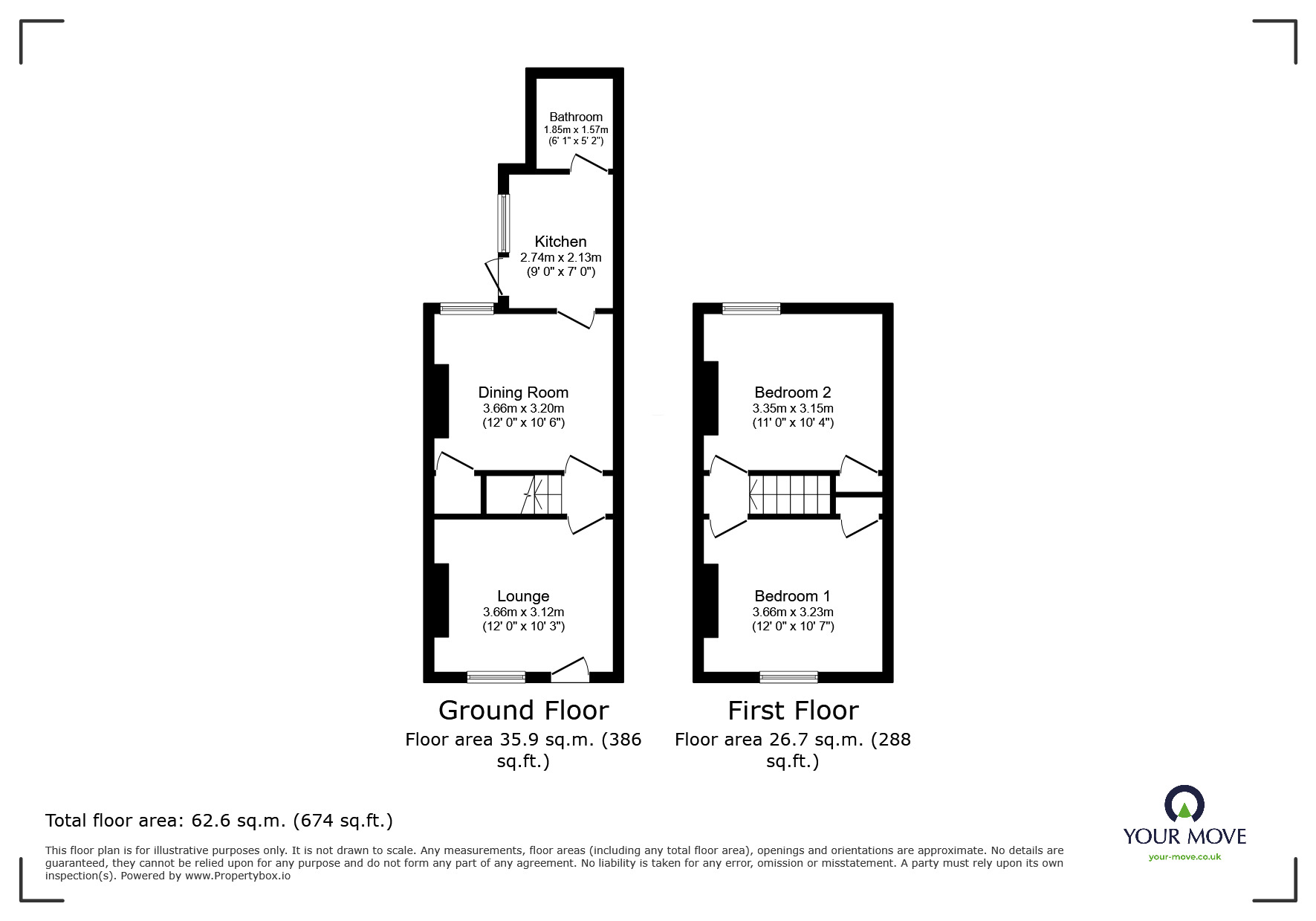 Floorplan of 2 bedroom Mid Terrace House for sale, Castle Road, Chatham, Medway, ME4