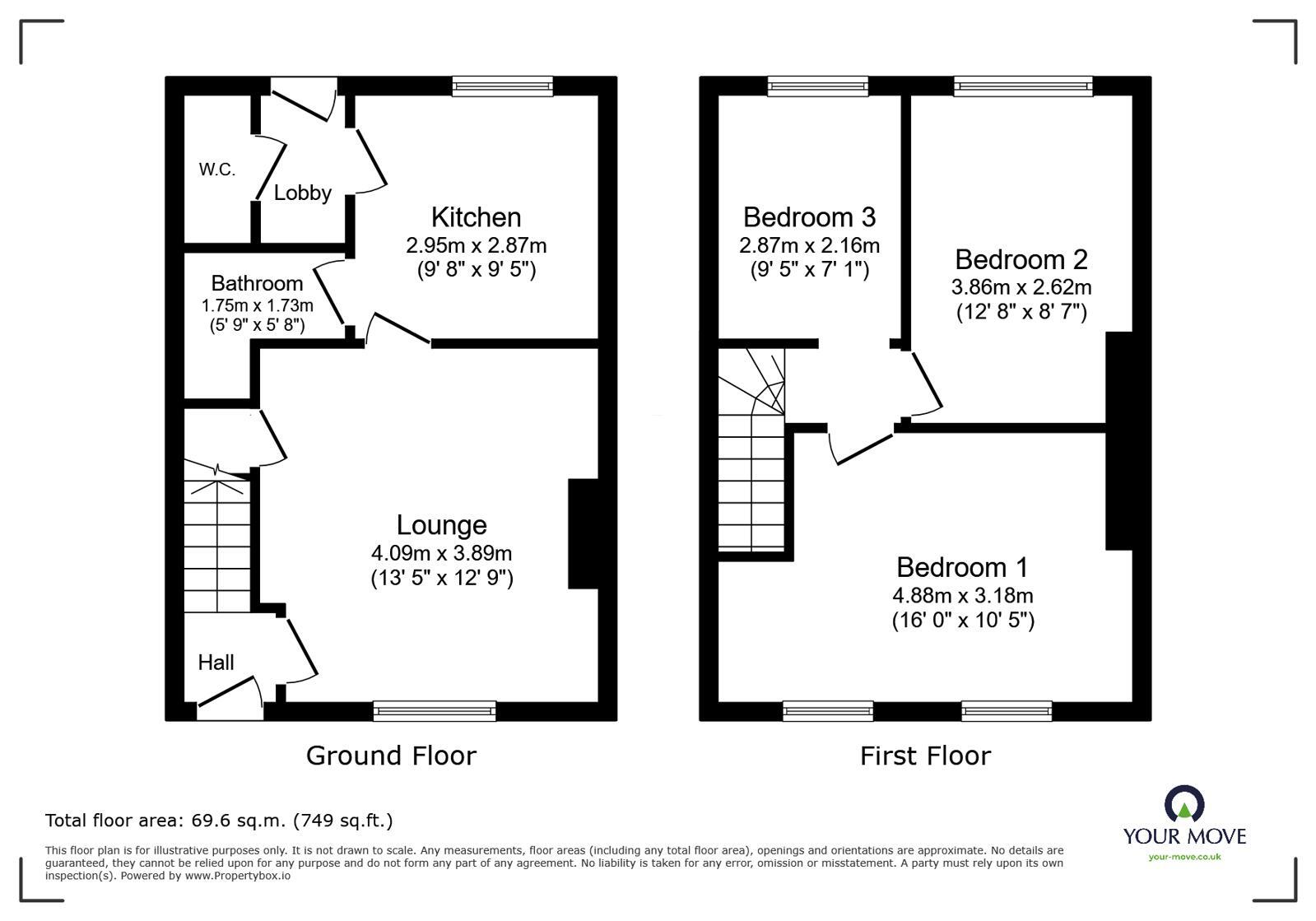 Floorplan of 3 bedroom Mid Terrace House for sale, Symons Avenue, Chatham, Kent, ME4