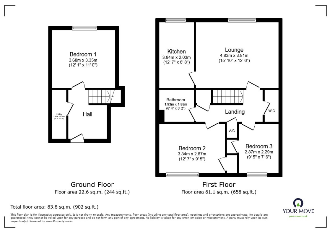 Floorplan of 3 bedroom Flat for sale, Melville Court, Chatham, Kent, ME4