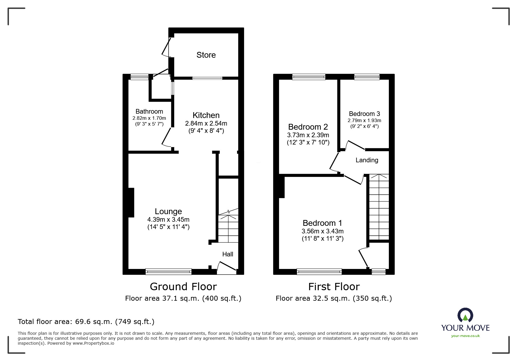 Floorplan of 3 bedroom Mid Terrace House for sale, Hards Town, Chatham, Kent, ME4