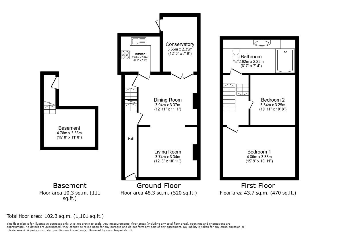 Floorplan of 2 bedroom Mid Terrace House to rent, Luton Road, Chatham, Kent, ME4