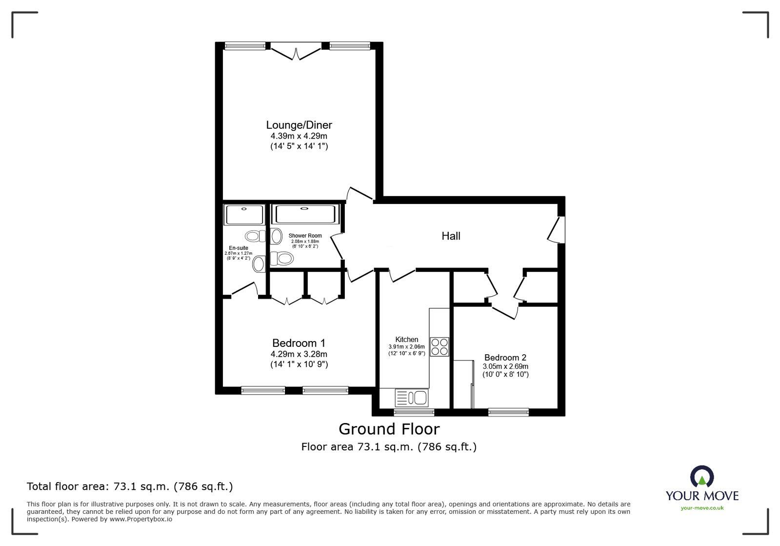 Floorplan of 2 bedroom Flat for sale, New Stairs, Chatham, Kent, ME4