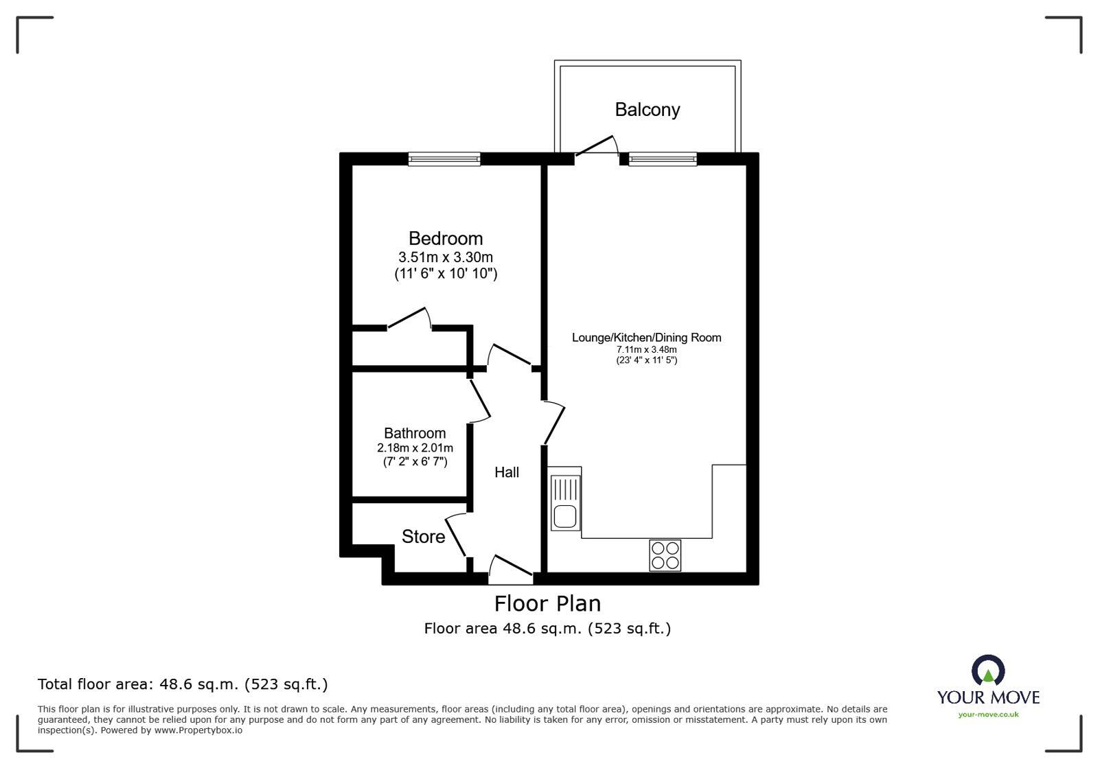 Floorplan of 1 bedroom Flat for sale, Khartoum Walk, Chatham, Kent, ME4
