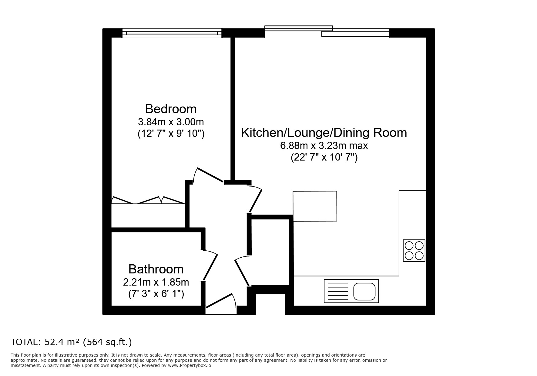 Floorplan of 1 bedroom Flat for sale, Watersmeet, St. Marys Island, Kent, ME4