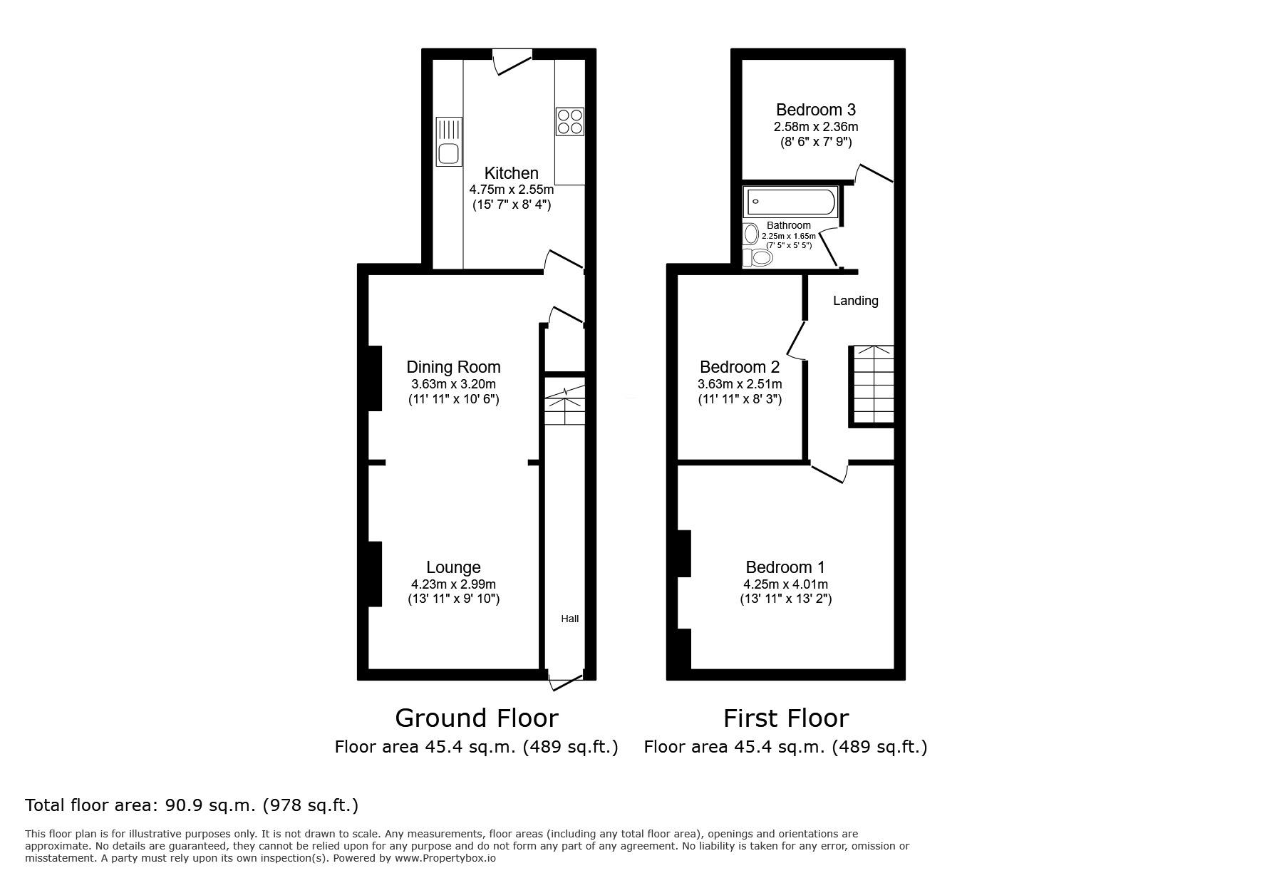 Floorplan of 3 bedroom Mid Terrace House to rent, Glencoe Road, Chatham, Kent, ME4