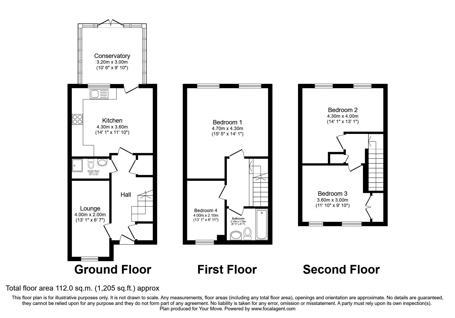 Floorplan of 4 bedroom Mid Terrace House to rent, Diana Road, Chatham, Kent, ME4