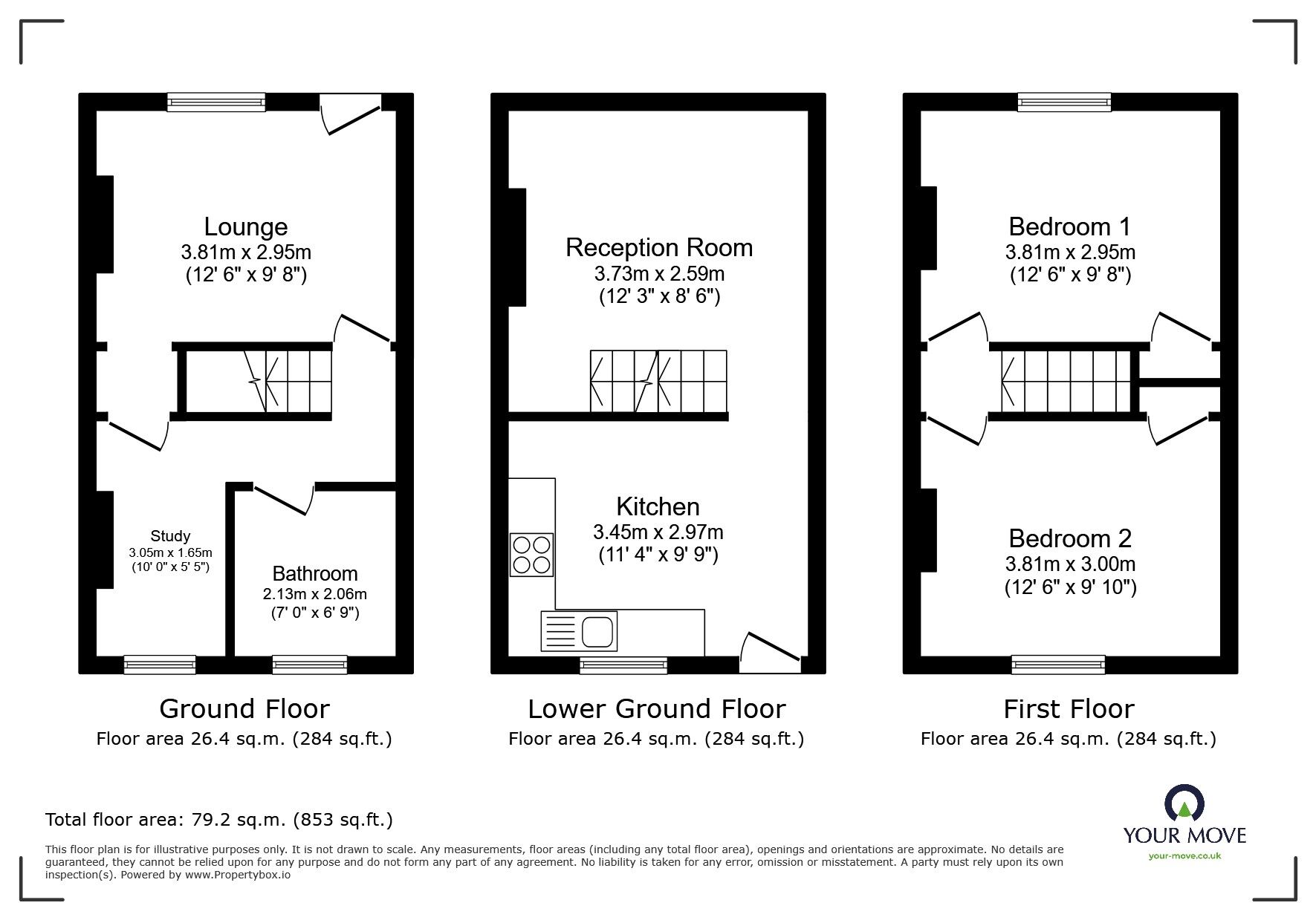 Floorplan of 2 bedroom Mid Terrace House to rent, Thorold Road, Chatham, Kent, ME5