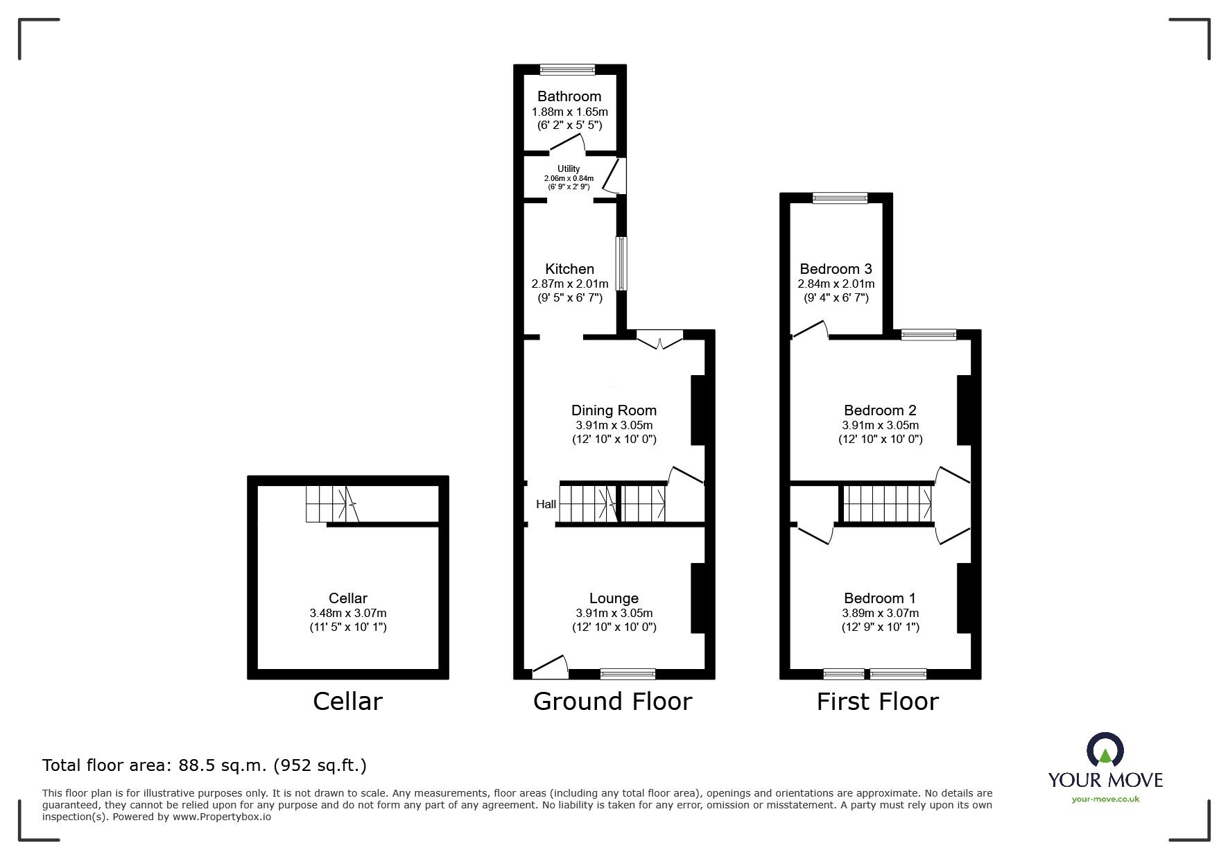 Floorplan of 3 bedroom Mid Terrace House for sale, Melbourne Road, Chatham, Kent, ME4