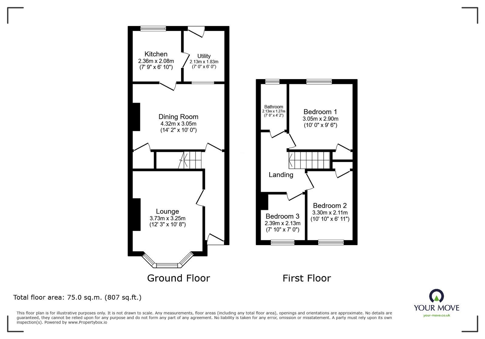 Floorplan of 3 bedroom Mid Terrace House for sale, Pagitt Street, Chatham, Kent, ME4