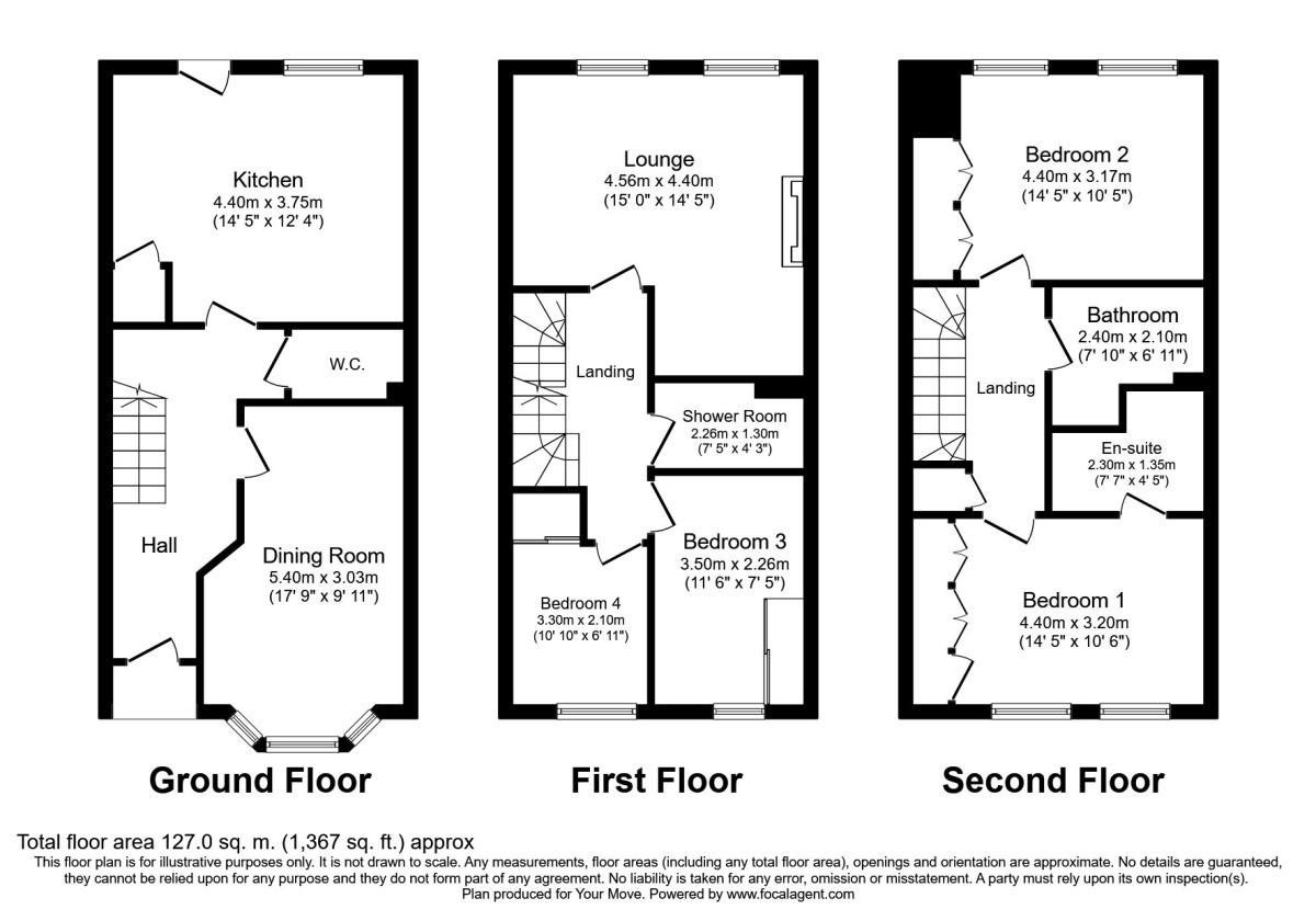 Floorplan of 4 bedroom Mid Terrace House to rent, Diana Road, Chatham, Kent, ME4
