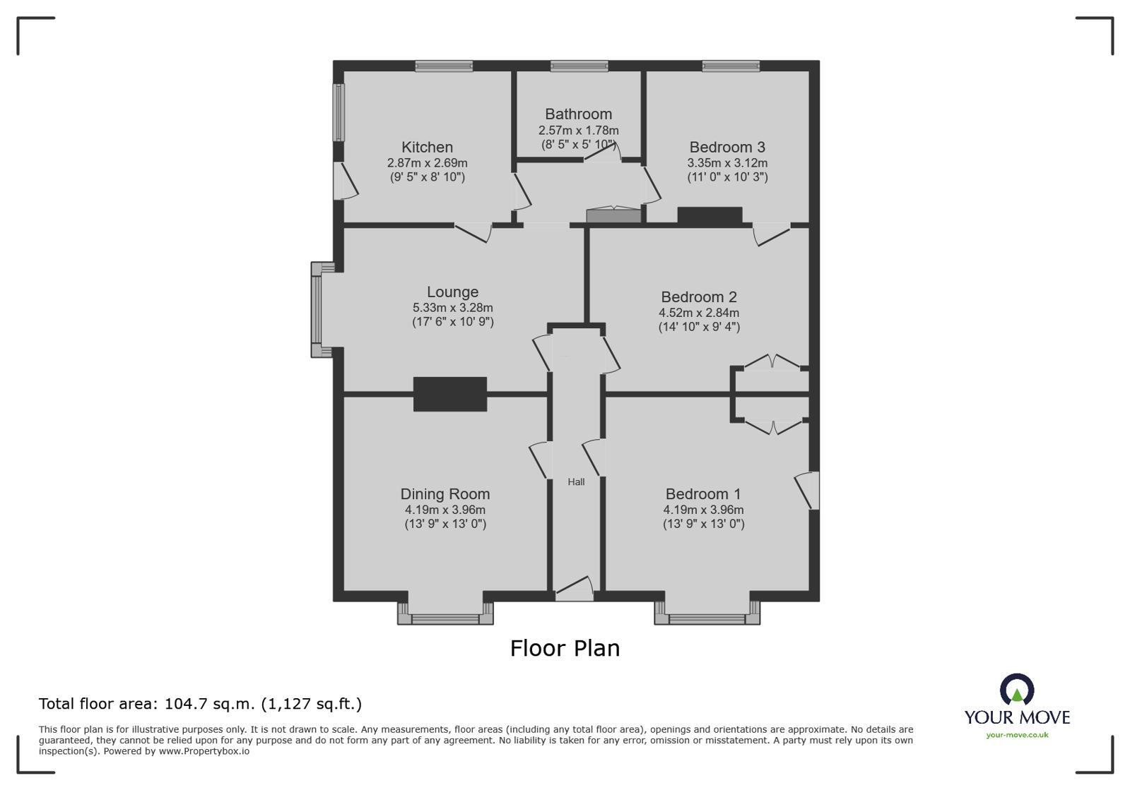 Floorplan of 3 bedroom Detached Bungalow for sale, Rochester Street, Chatham, Kent, ME4