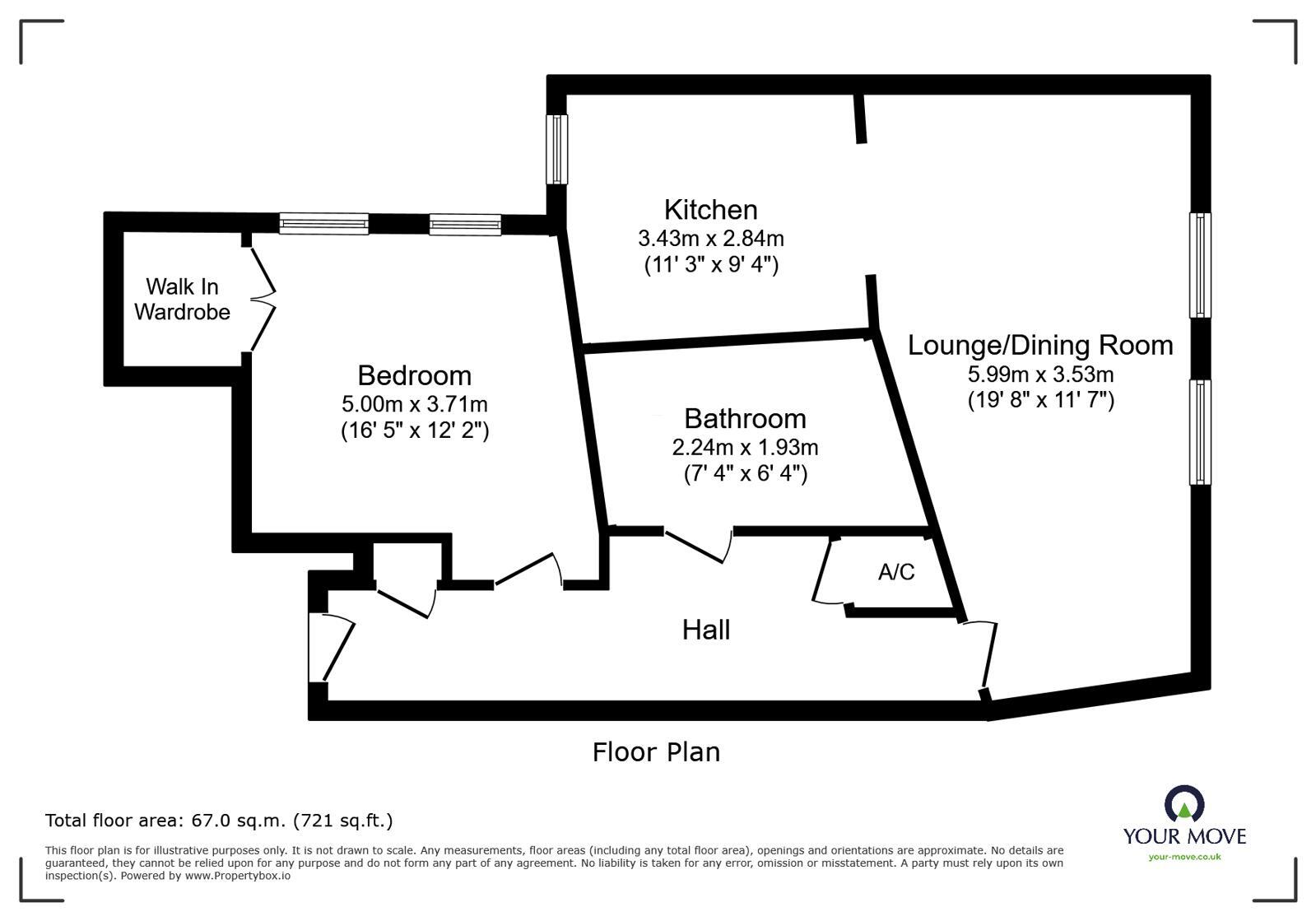 Floorplan of 1 bedroom Flat for sale, Diana Road, Chatham, Kent, ME4