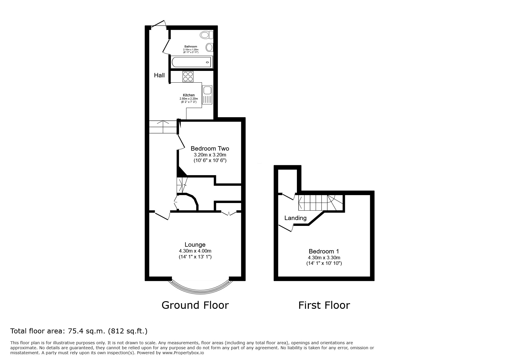 Floorplan of 2 bedroom Flat to rent, Old Road, Chatham, Kent, ME4