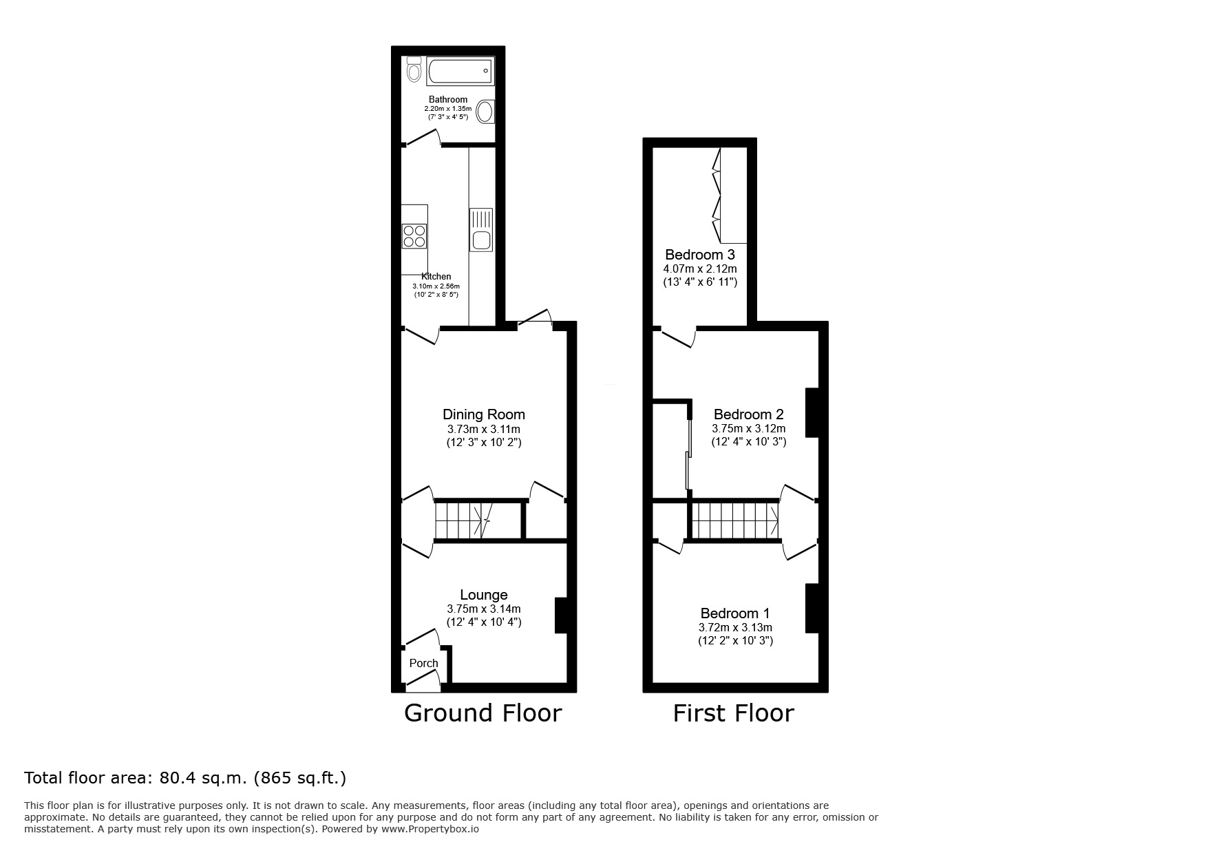 Floorplan of 3 bedroom End Terrace House to rent, Magpie Hall Road, Chatham, Kent, ME4