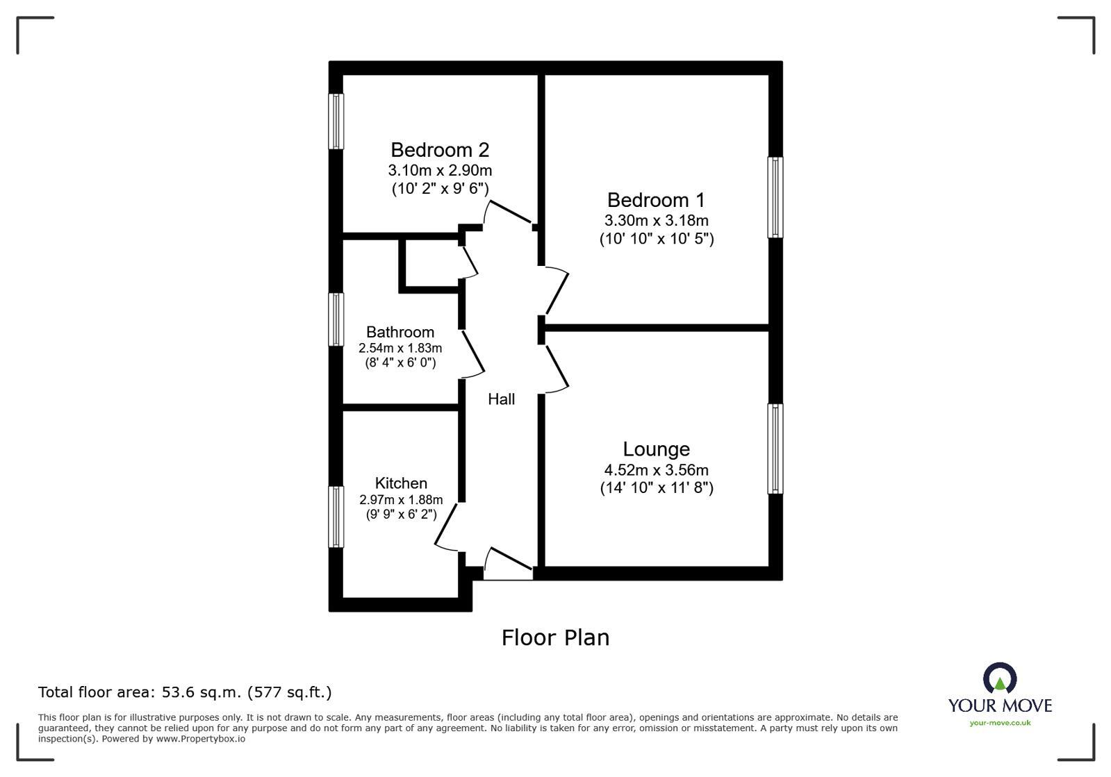 Floorplan of 2 bedroom Flat for sale, Island Way East, St. Marys Island, Kent, ME4