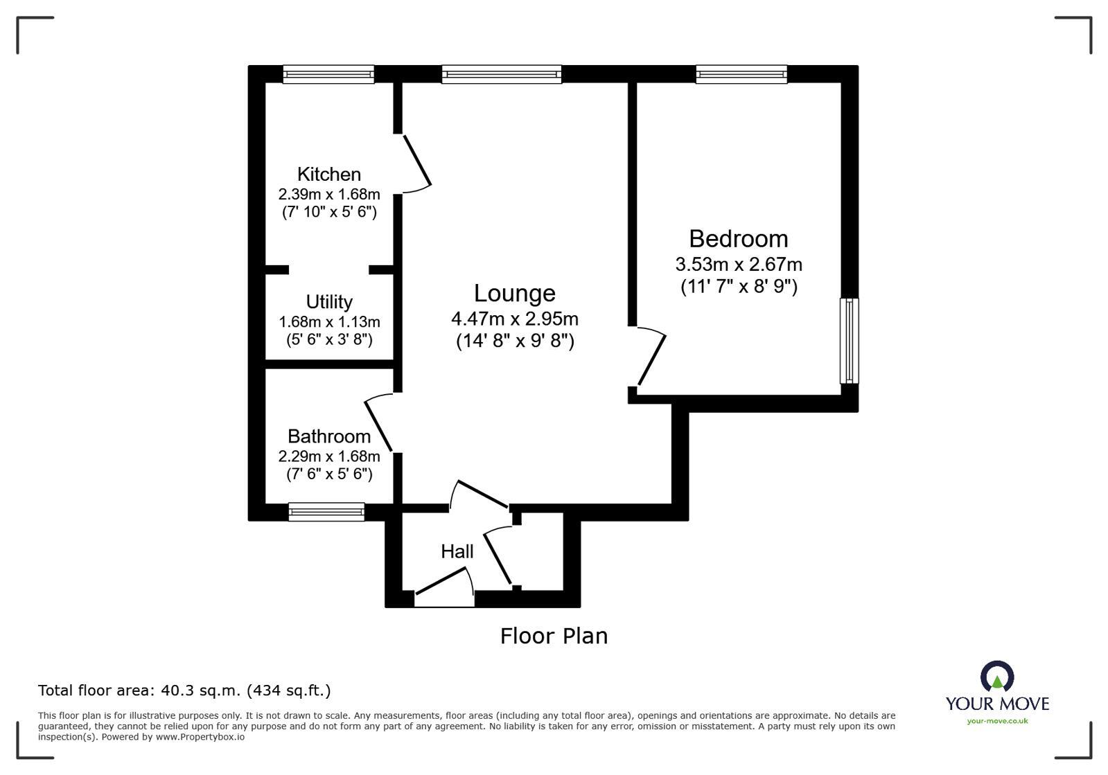 Floorplan of 1 bedroom Flat for sale, Berkeley Mount Old Road, Chatham, Kent, ME4