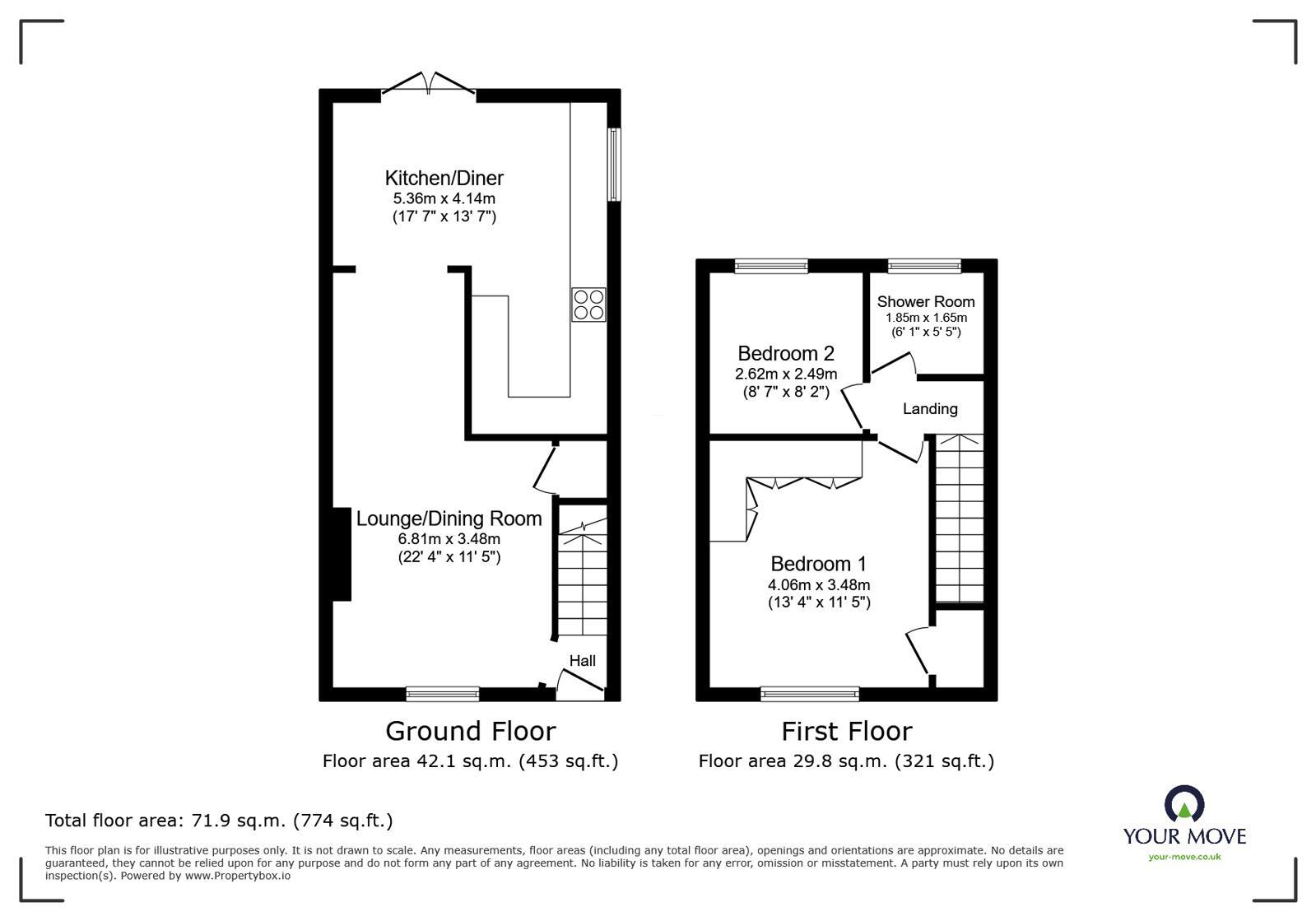 Floorplan of 2 bedroom Semi Detached House for sale, Crestway, Chatham, Kent, ME5
