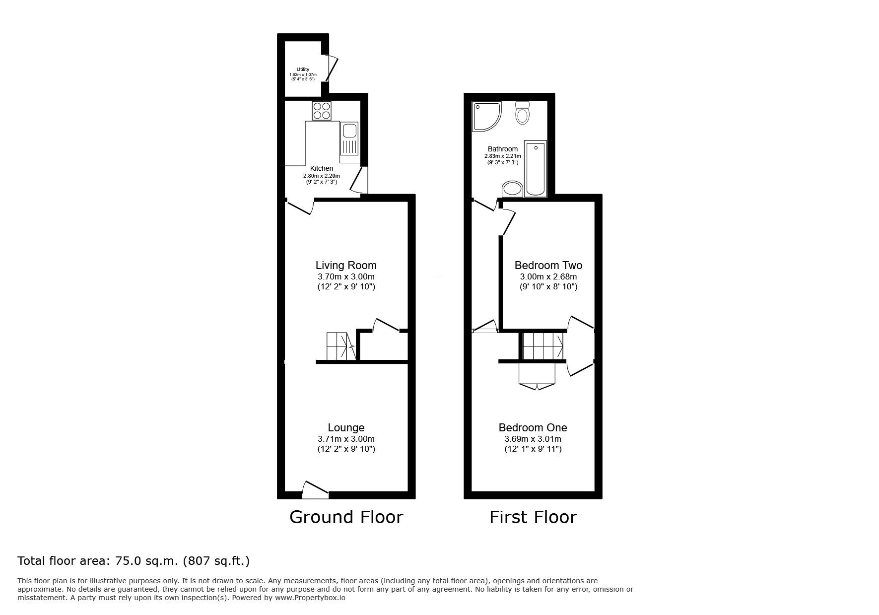 Floorplan of 2 bedroom Mid Terrace House to rent, Gordon Road, Chatham, Kent, ME4