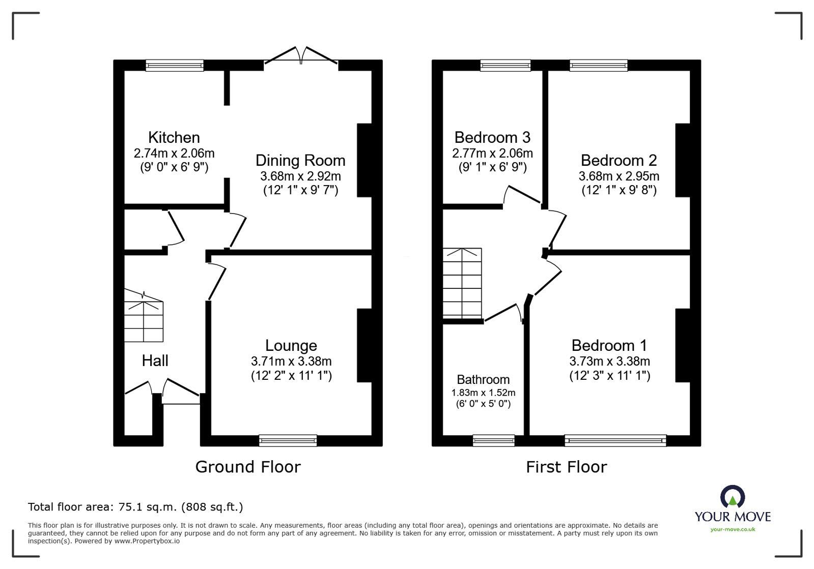 Floorplan of 3 bedroom Mid Terrace House for sale, Albany Road, Chatham, Kent, ME4
