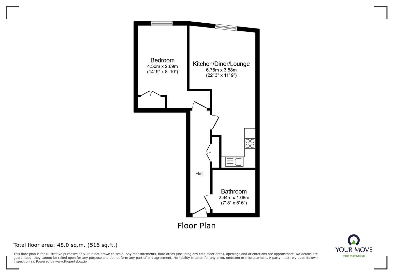 Floorplan of 1 bedroom Flat to rent, Chatham Quays, Dock Head Road, Kent, ME4