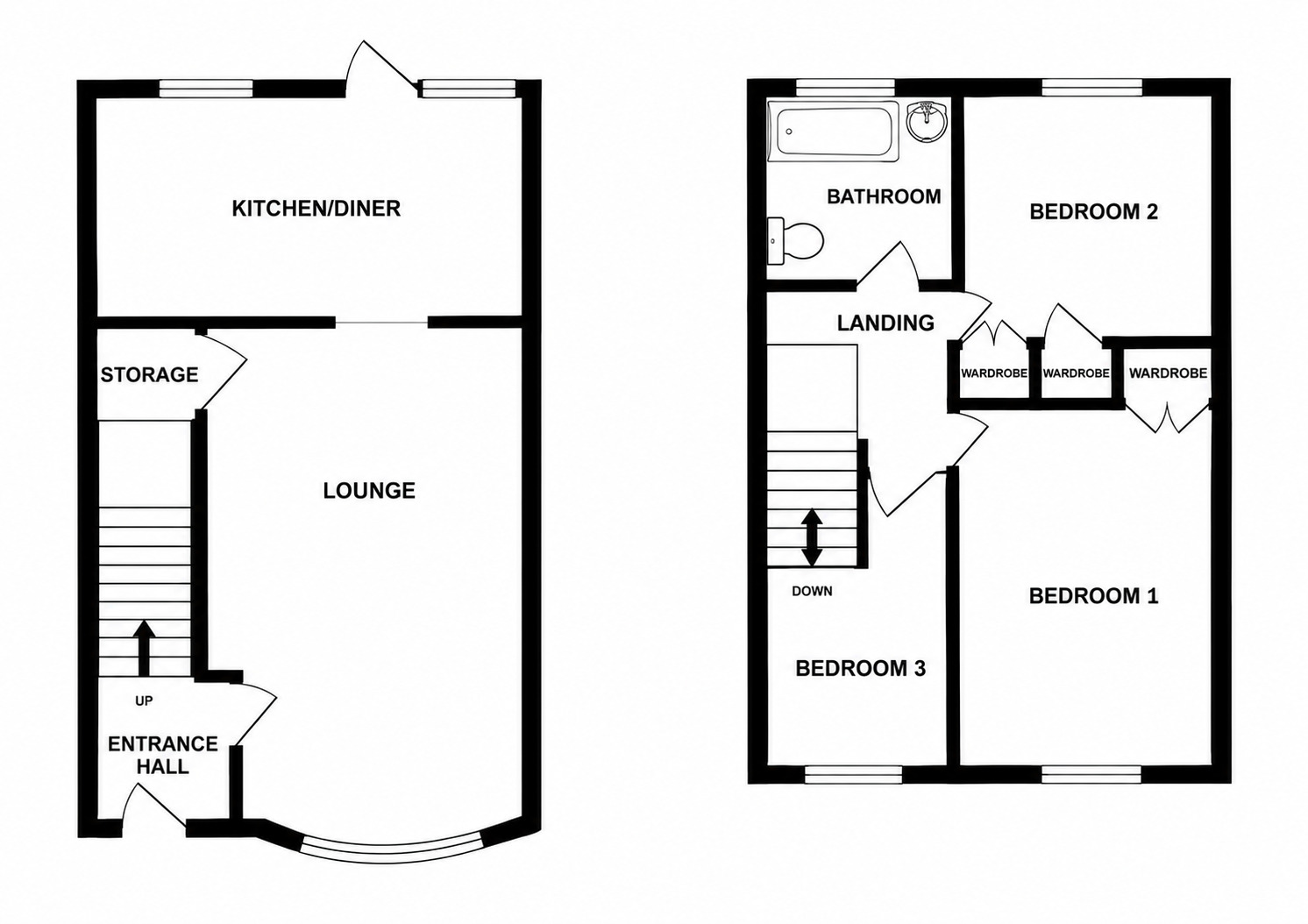 Floorplan of 3 bedroom End Terrace House for sale, Bower Green, Chatham, Kent, ME5
