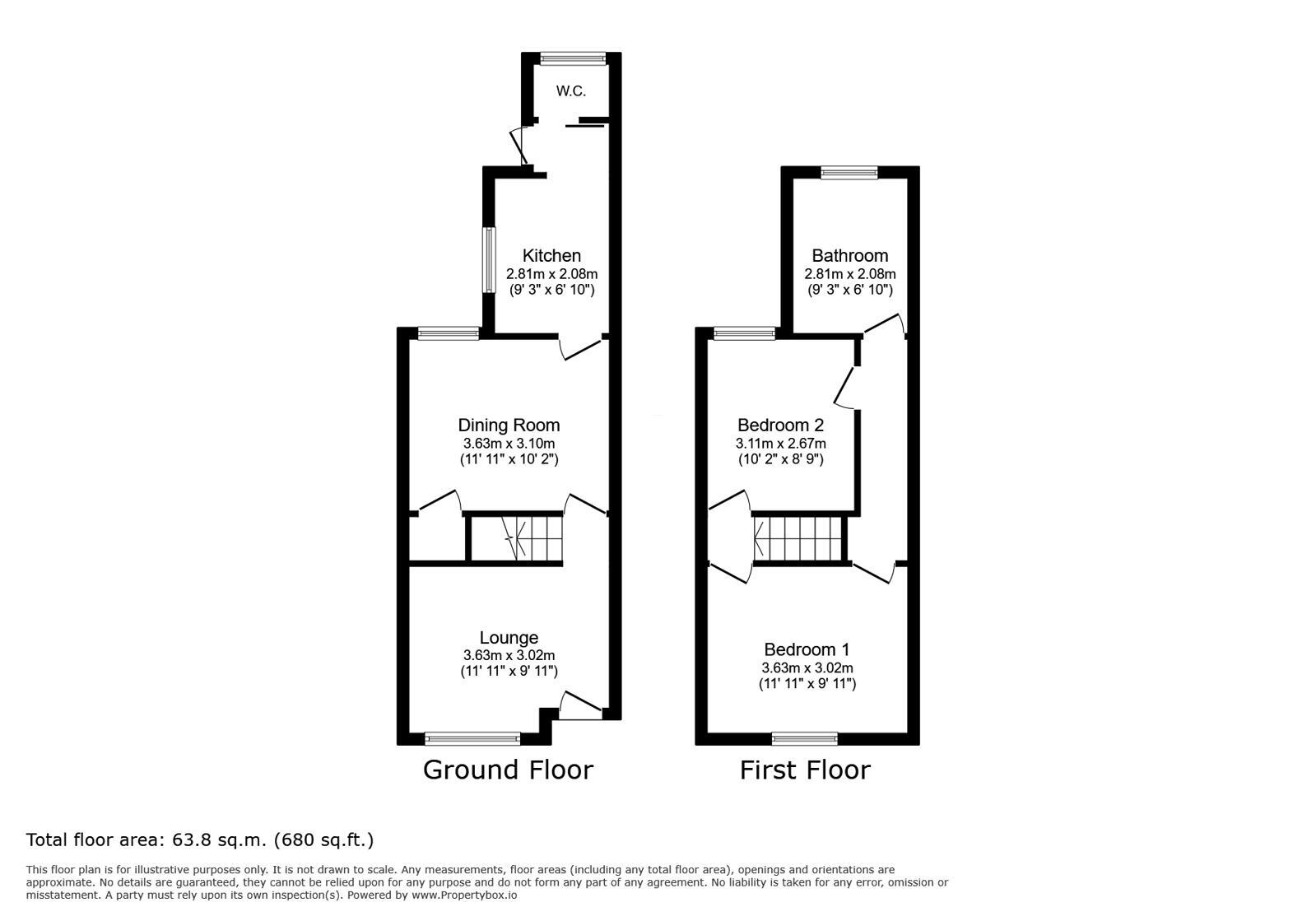 Floorplan of 2 bedroom Mid Terrace House to rent, Connaught Road, Chatham, Kent, ME4
