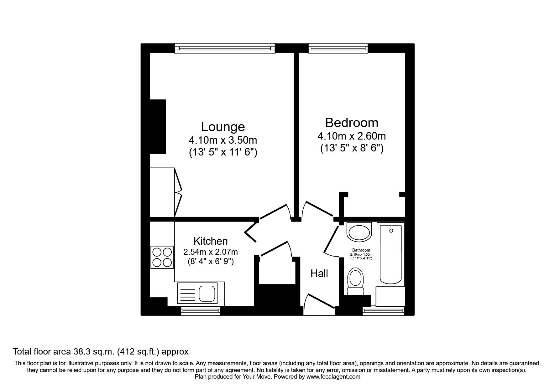 Floorplan of 1 bedroom Flat to rent, Nelson Terrace, Chatham, Kent, ME5
