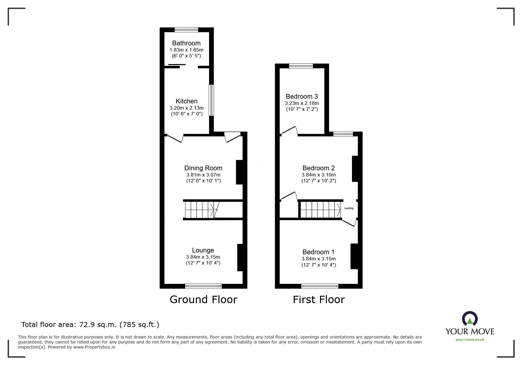 Floorplan of 3 bedroom Mid Terrace House for sale, Lester Road, Chatham, Kent, ME4